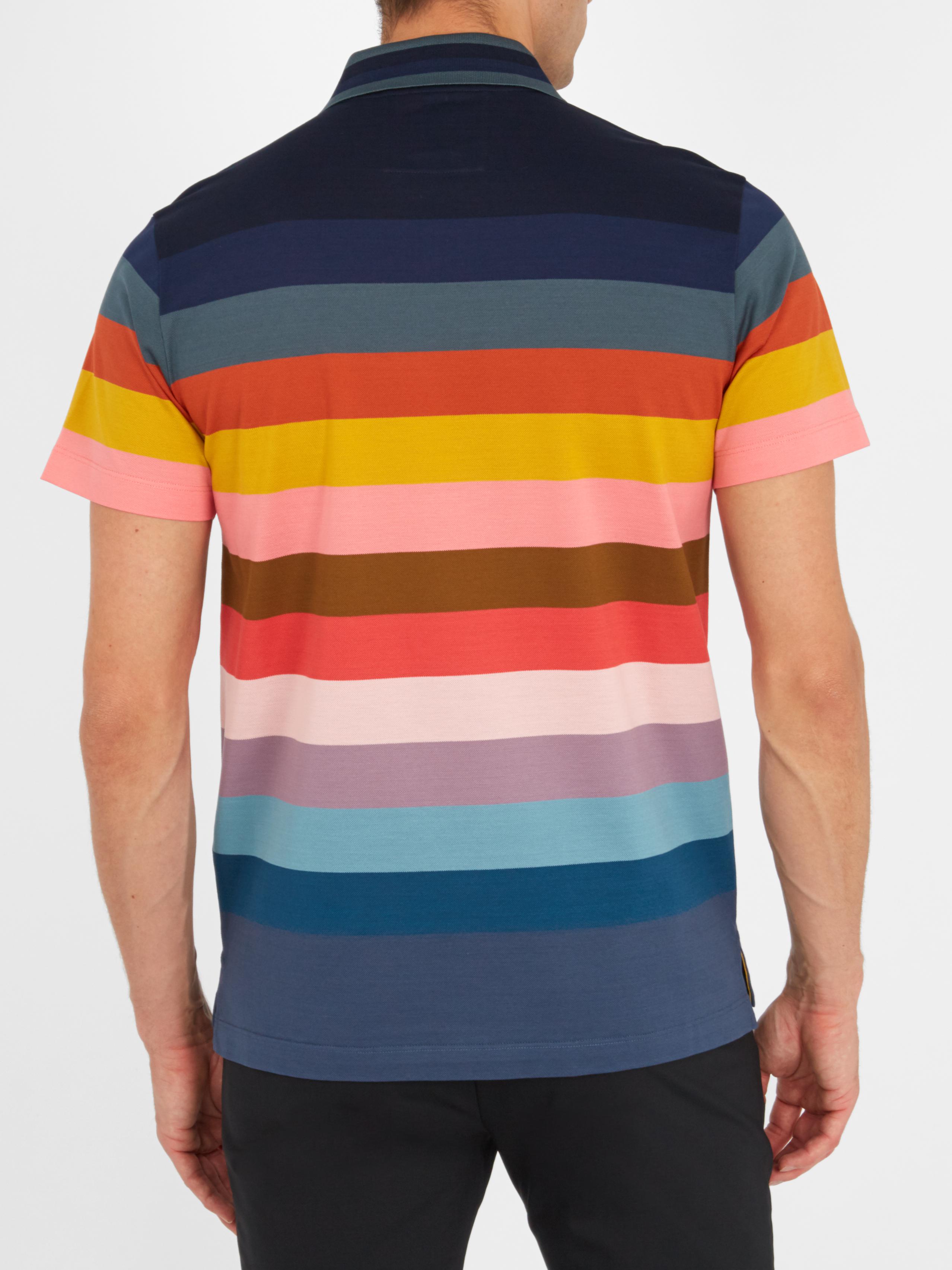 Paul Smith Rainbow Striped Cotton-piqué Polo Shirt for Men - Lyst