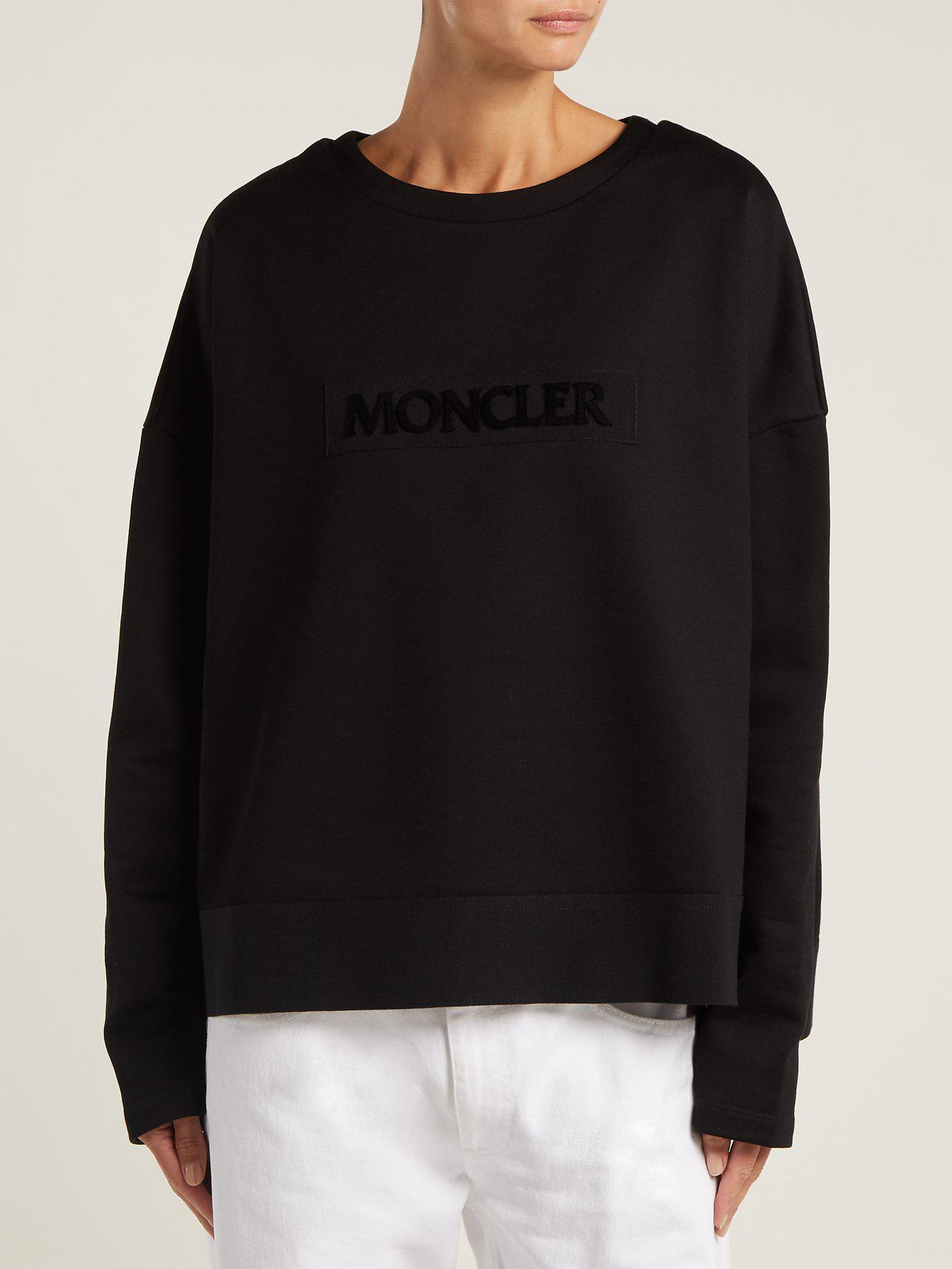 Moncler Maglia Girocollo Cotton Sweatshirt in Black - Lyst