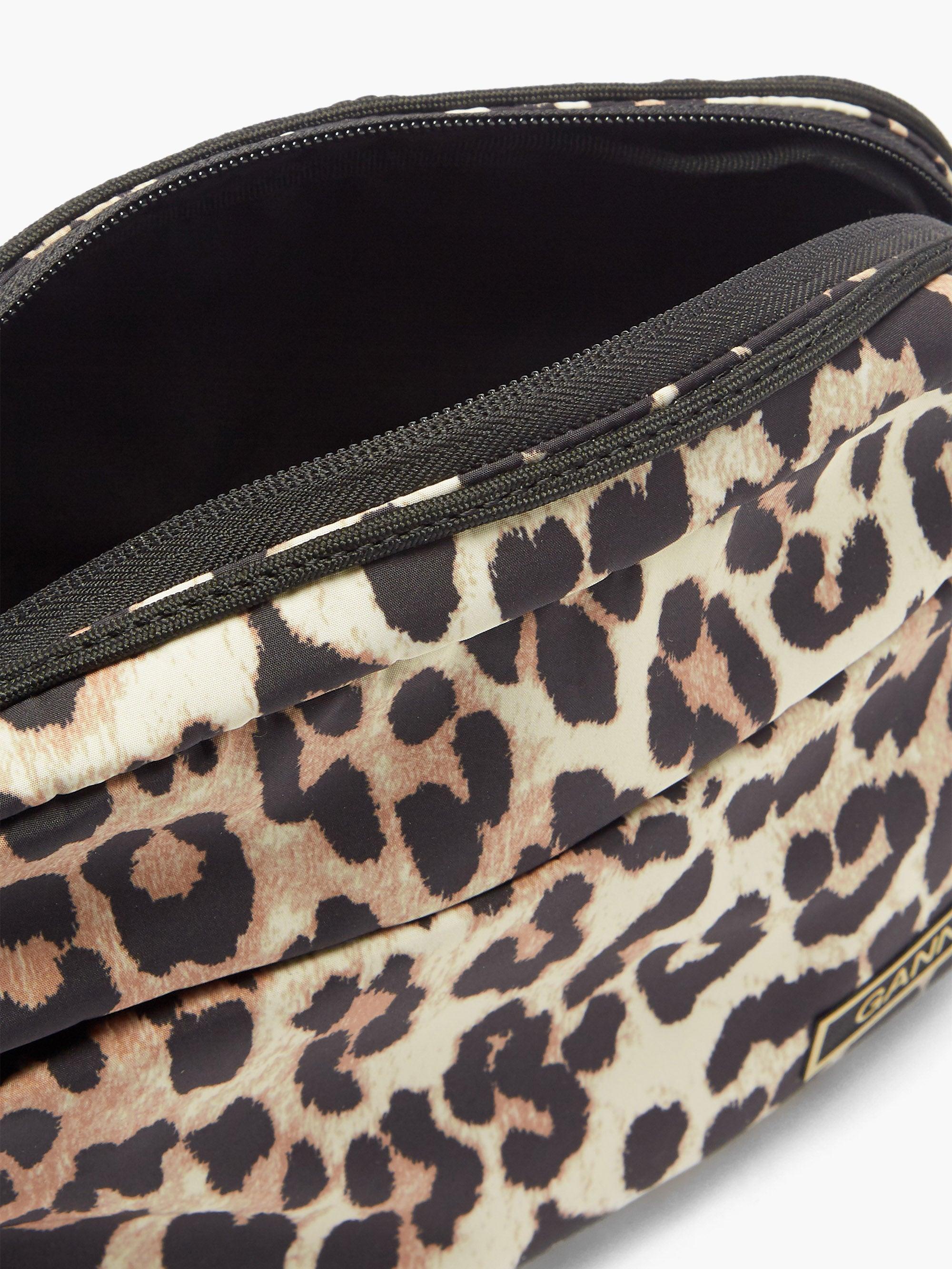 Ganni Leopard-print Recycled-fibre Cross-body Bag in Brown | Lyst