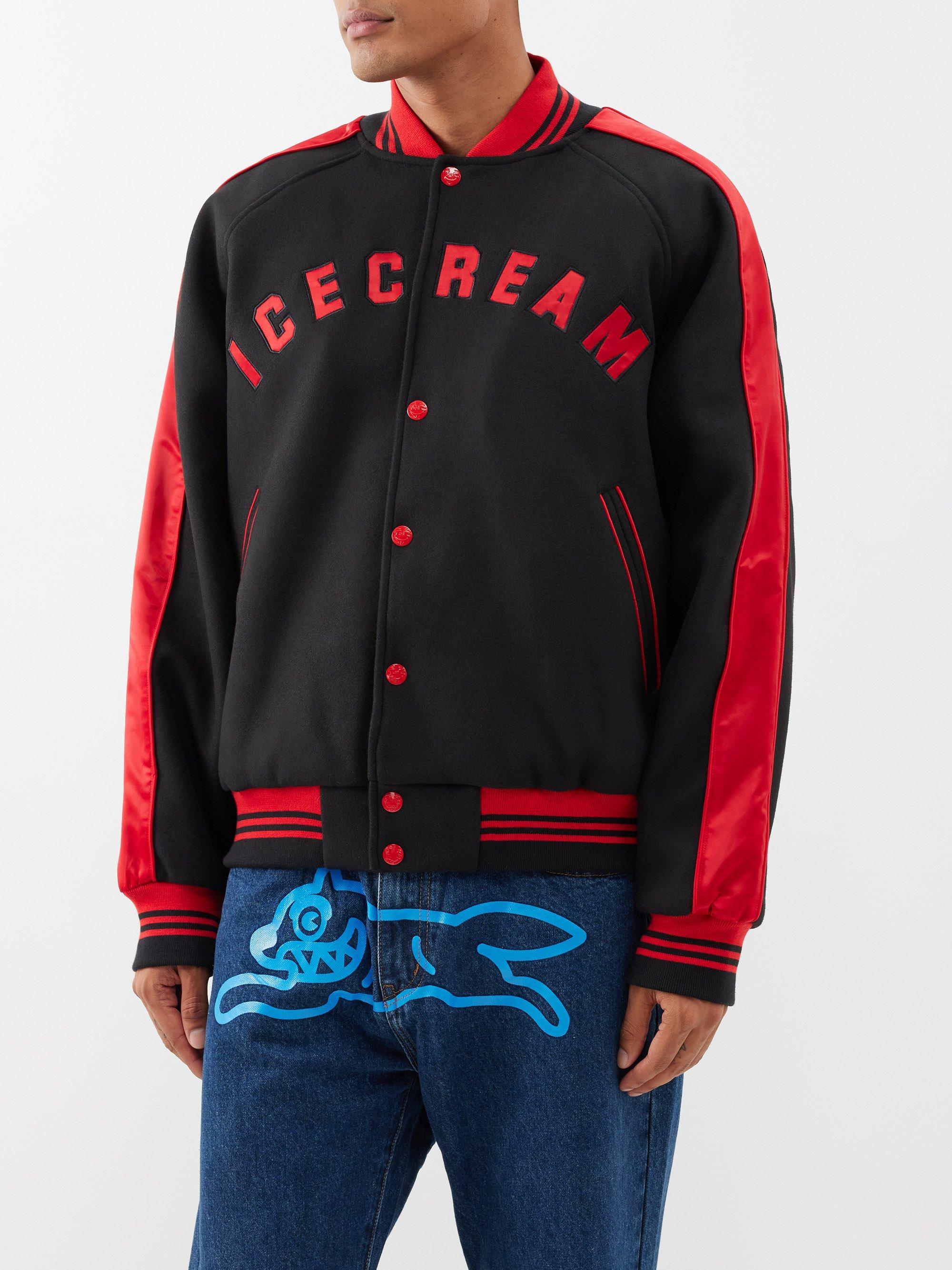 ICECREAM Cones & Bones-appliquéd Felt Varsity Jacket in Red for Men | Lyst