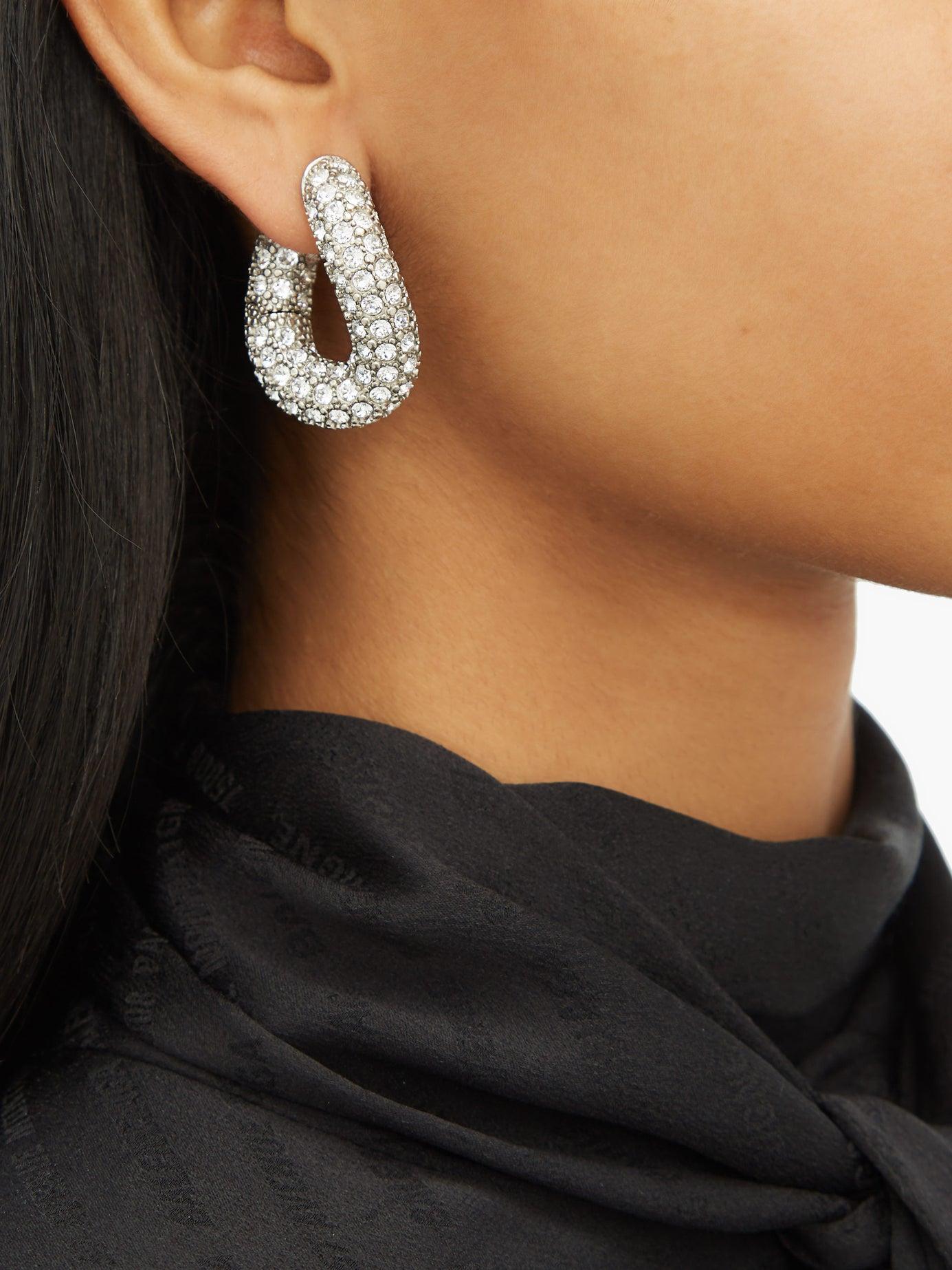 Balenciaga Loop Crystal Earrings in Metallic | Lyst