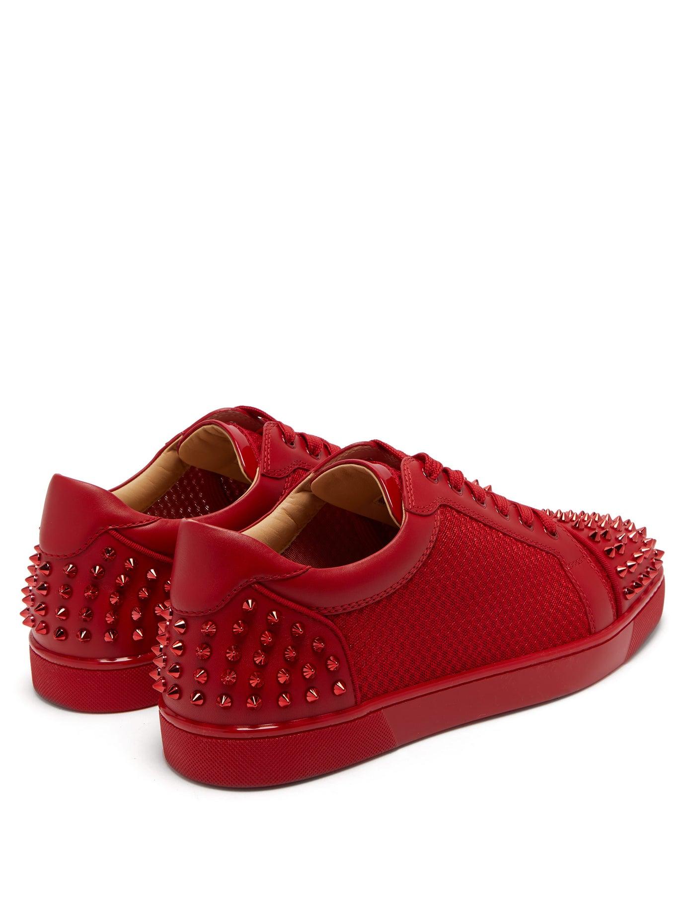 stribe Soaked petulance Christian Louboutin Seavaste 2 Spiked Leather Low-top Trainers in Red for  Men | Lyst