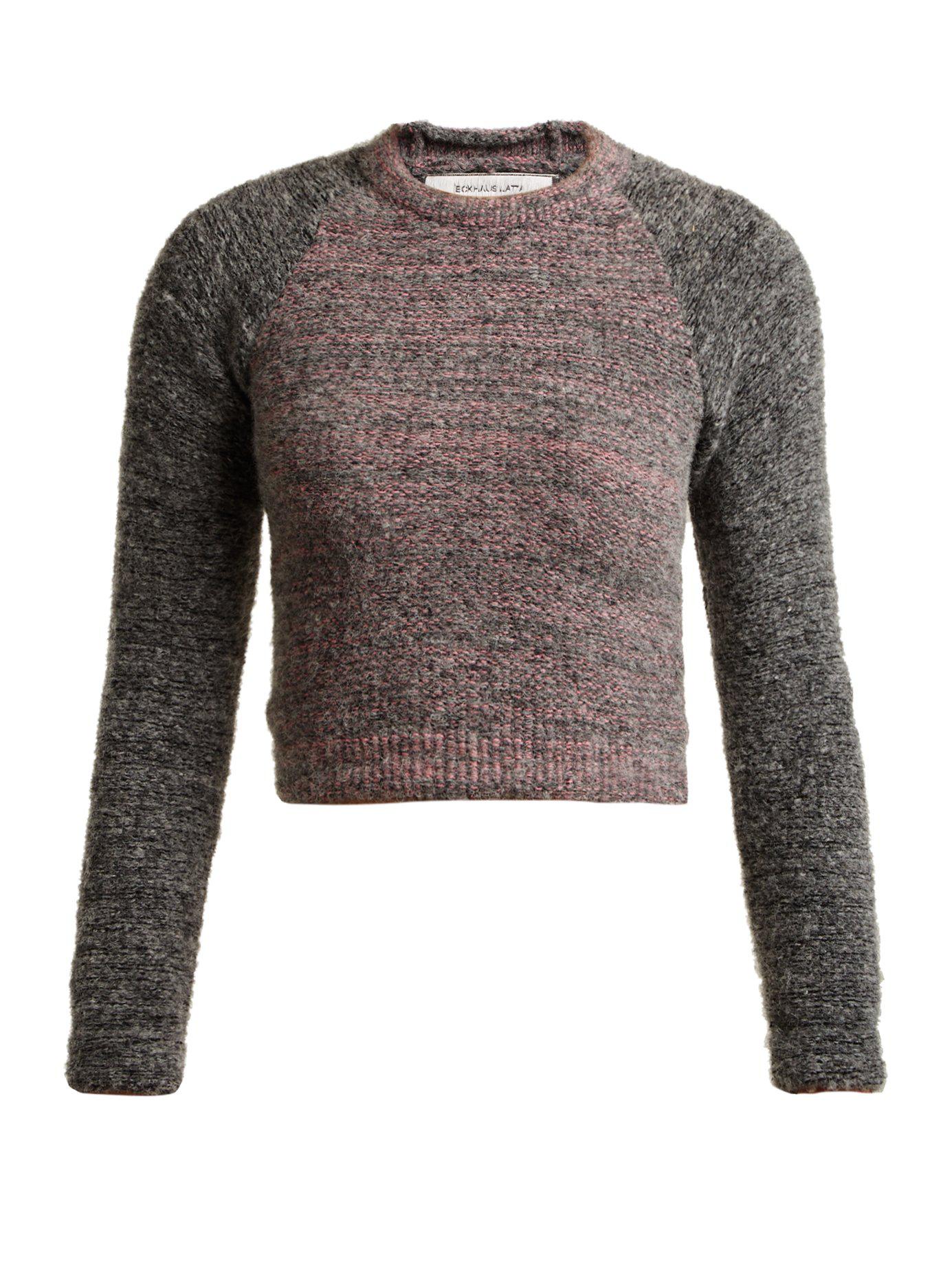 Eckhaus Latta Raglan Sleeve Alpaca Blend Cropped Sweater in Gray - Lyst
