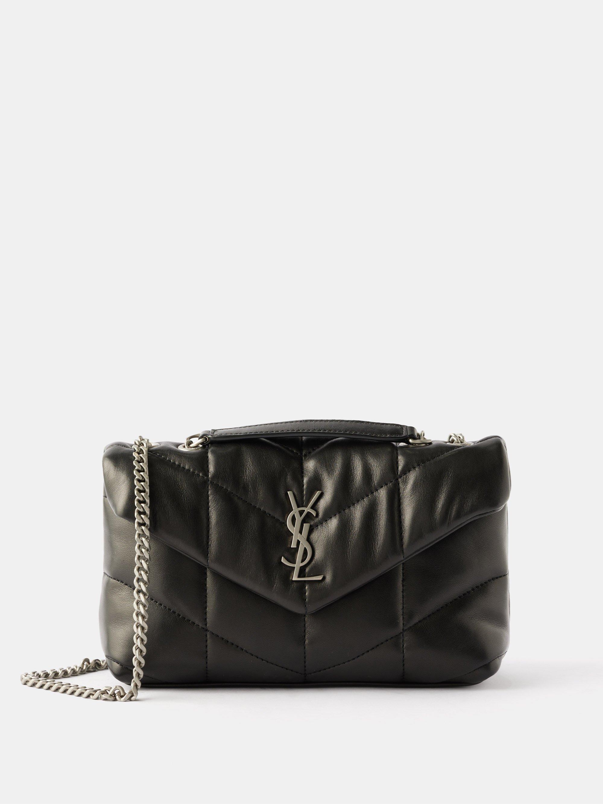 Saint Laurent Puffer Toy Mini Quilted Leather Crossbody Bag in Black