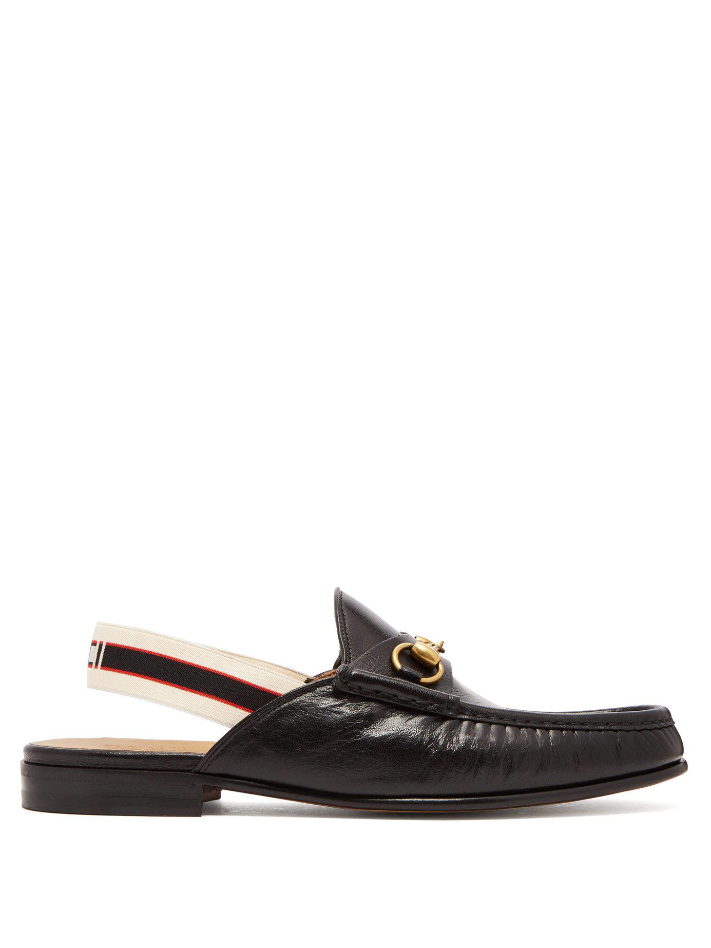 Gucci Horsebit Slingback Strap Backless Leather Loafers in Black for Men |  Lyst