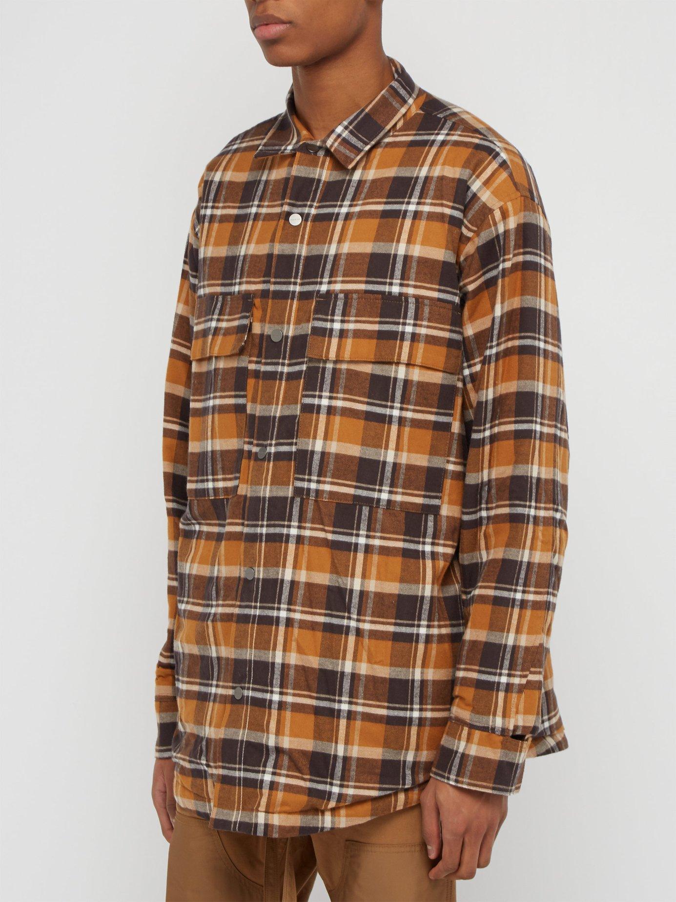 Fear Of God Checked Flannel Overshirt in Brown for Men - Lyst