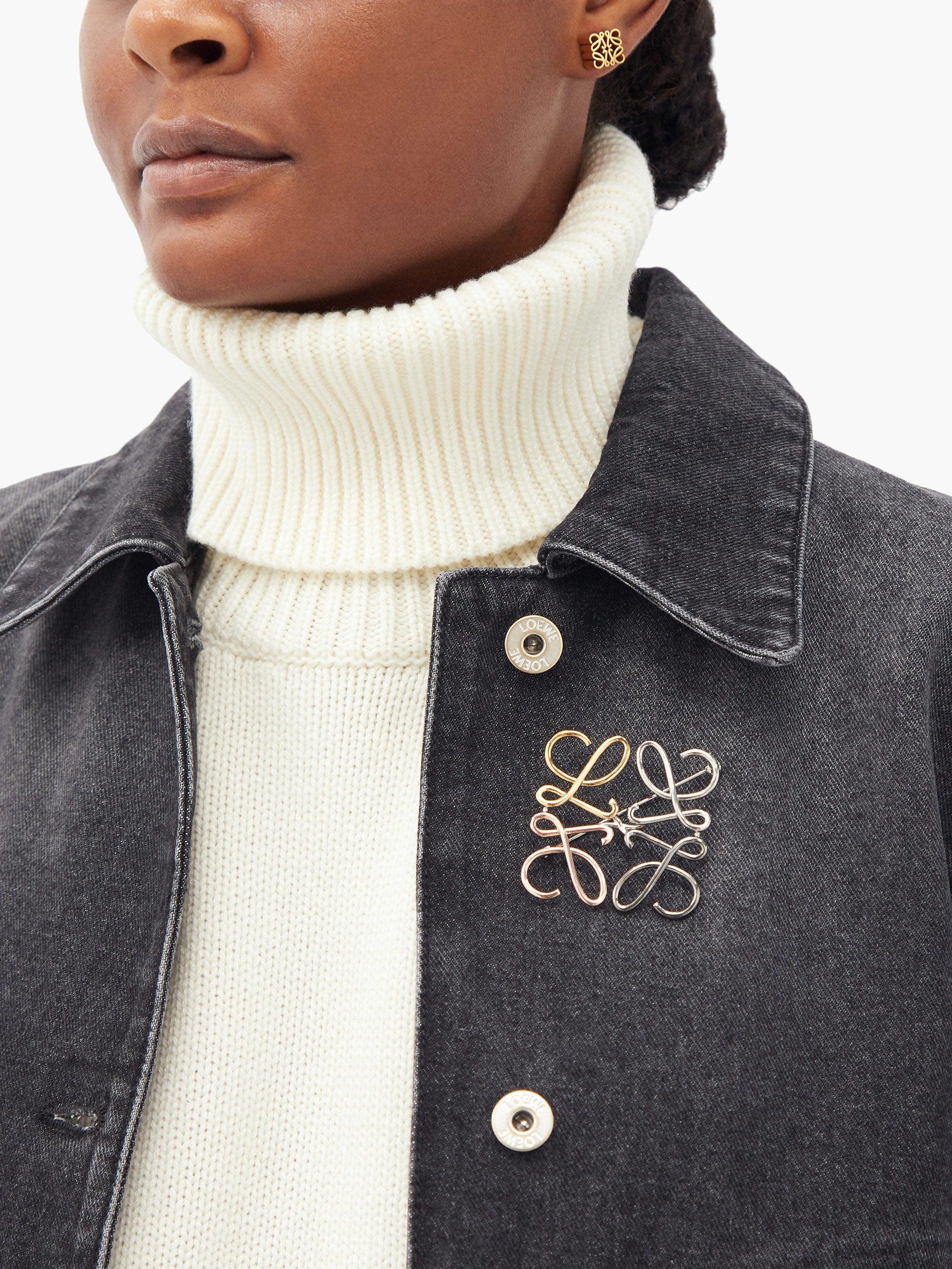 loewe anagram brooch gold
