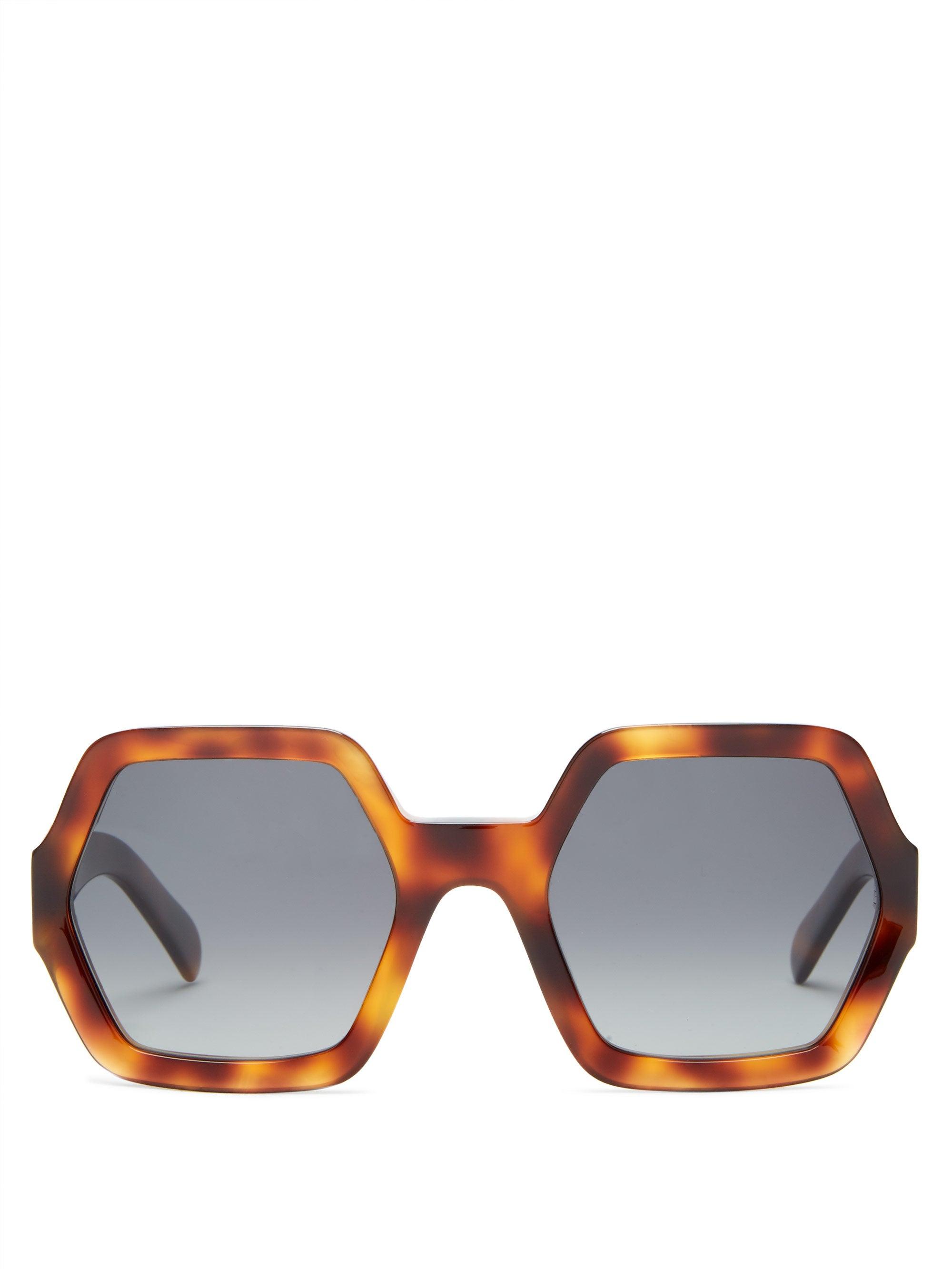 Lunettes de soleil hexagonales en acétate Celine | Lyst