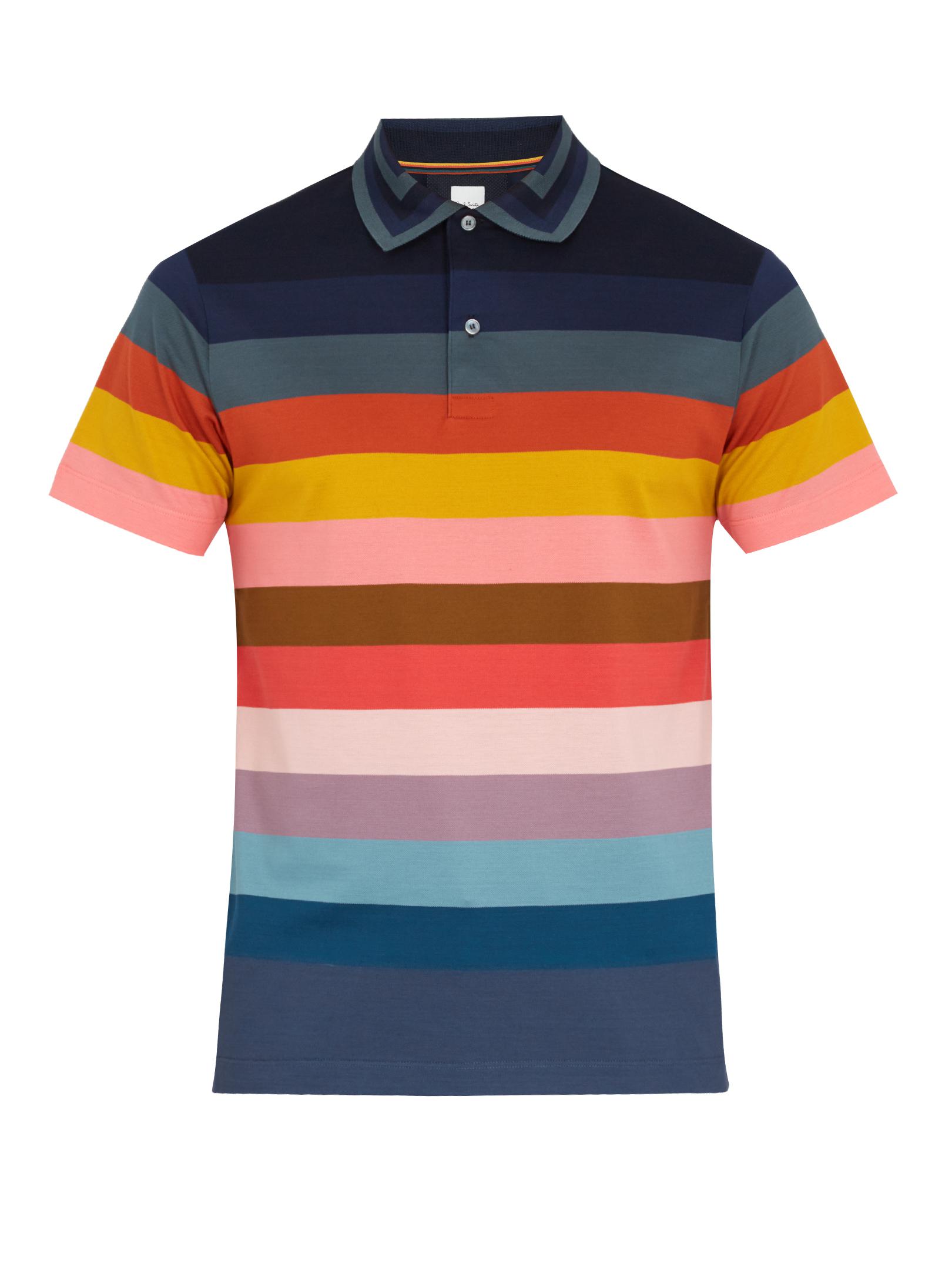 Paul Smith Rainbow Striped Cottonpiqué Polo Shirt for Men