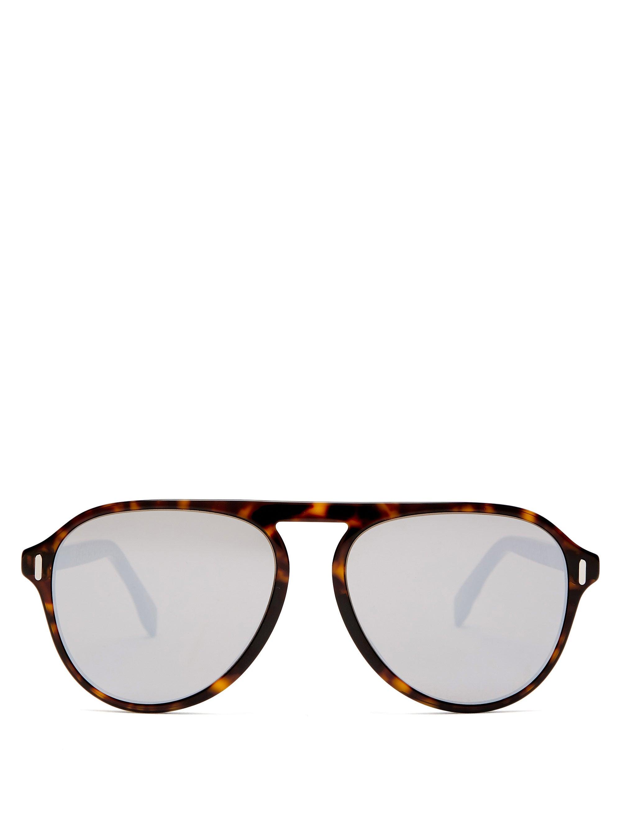 Fendi Mirrored Tortoiseshell-acetate Aviator Sunglasses for Men - Lyst
