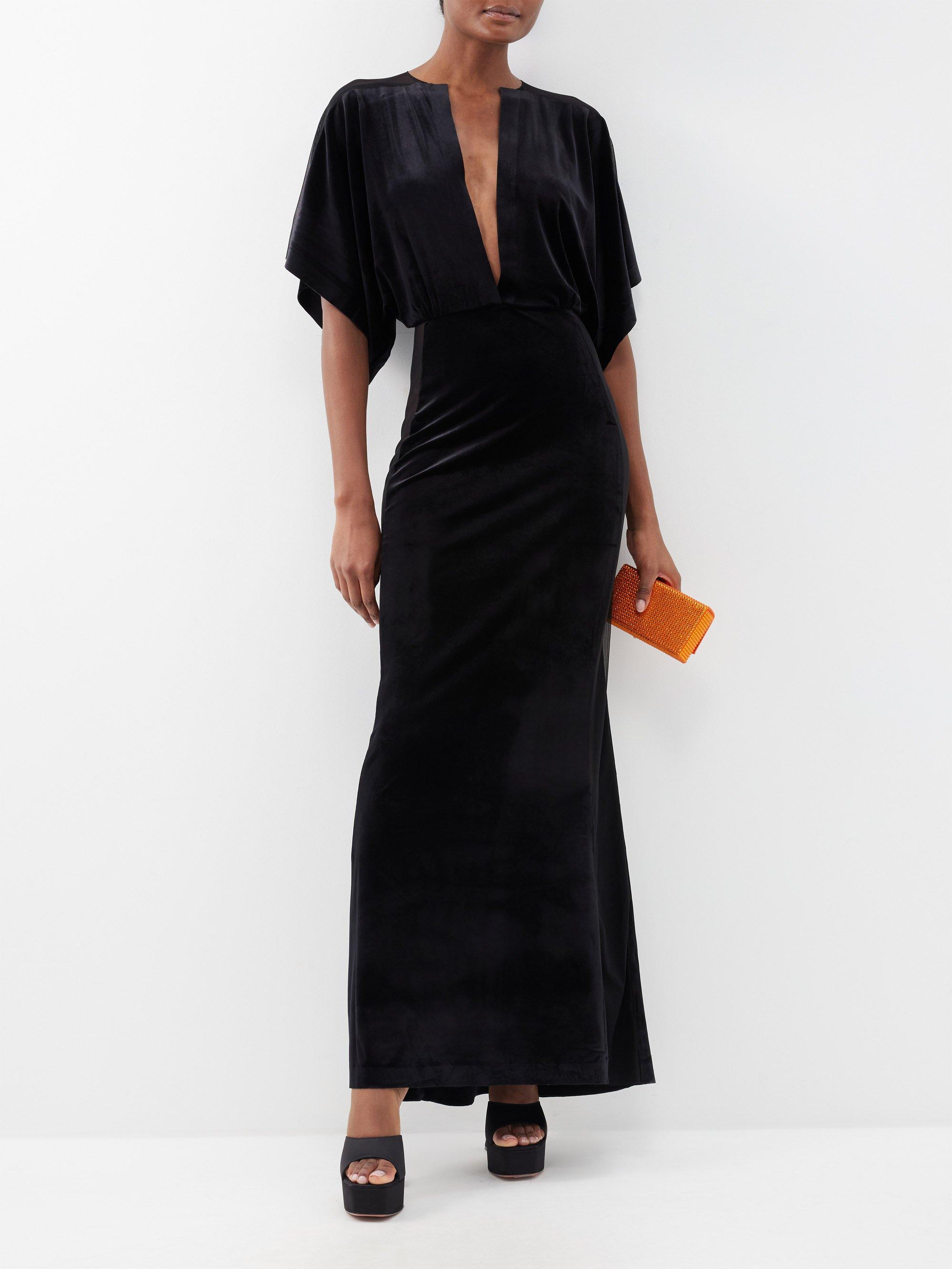 Norma Kamali Obie Plunge neck Velvet Gown in Black Lyst UK