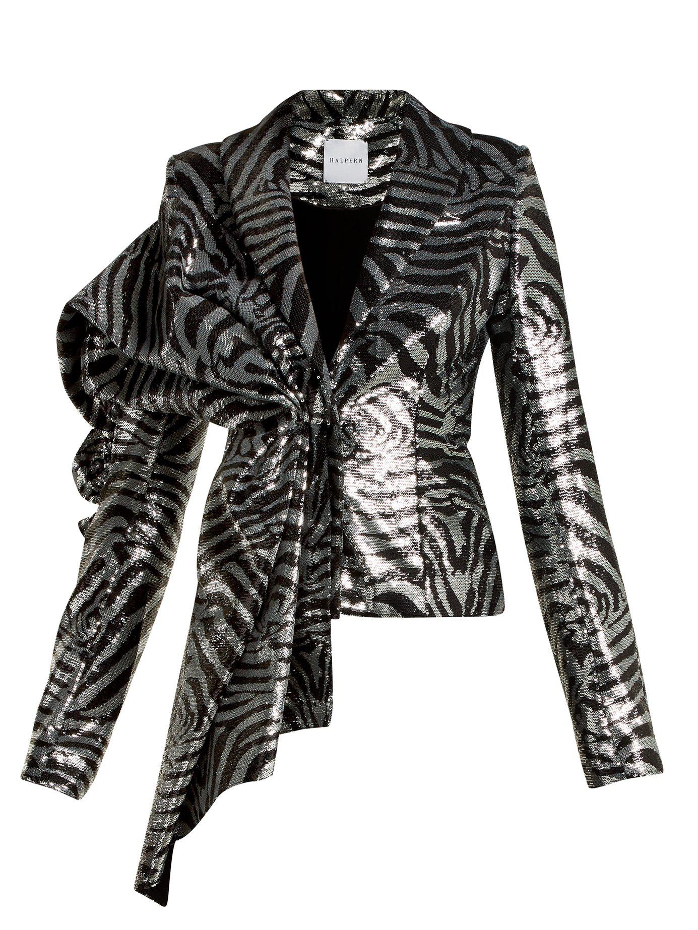 Halpern Zebra Stripe Sequined Jacket - Lyst