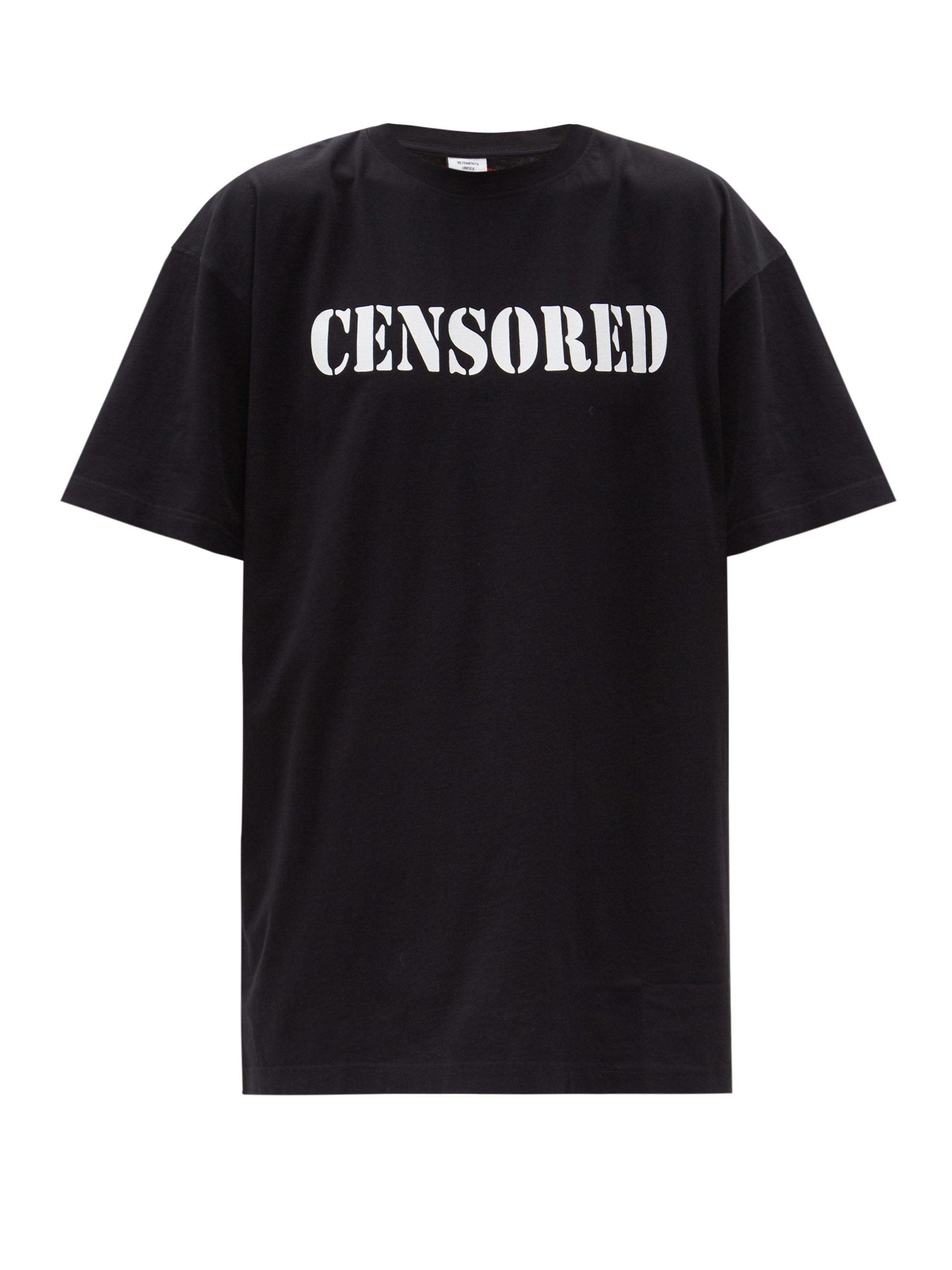 Vetements Censoredprint Cottonjersey Tshirt in Black for Men Lyst