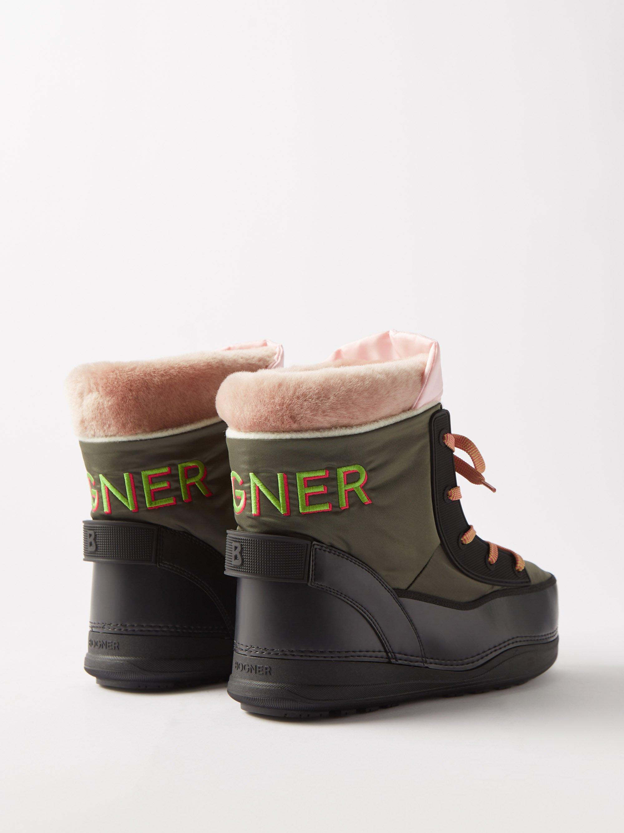 Bogner La Plagne 2 Fleece-lined Faux-leather Snow Boots in Black | Lyst