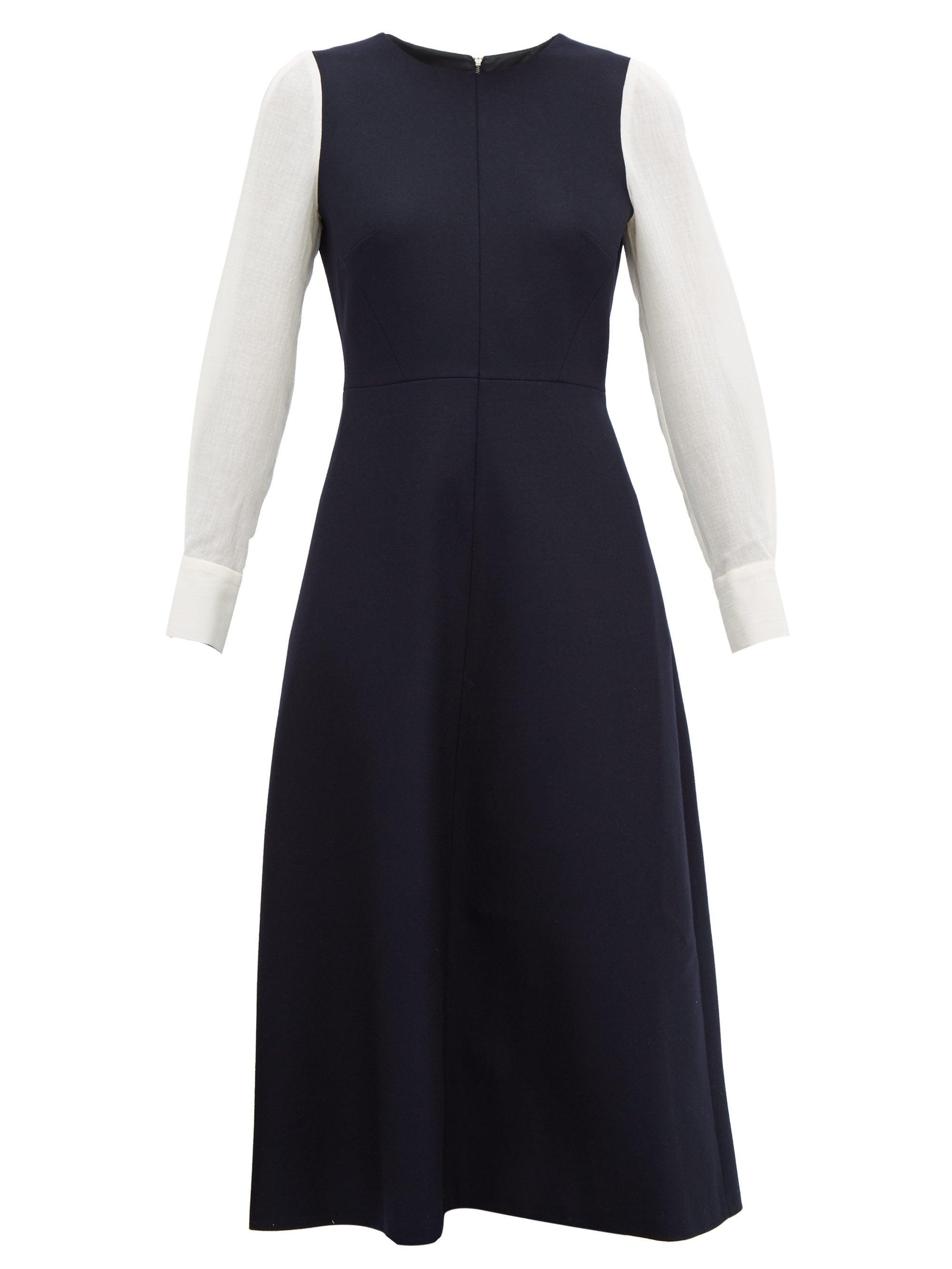 Cefinn Panelled Wool-blend Midi Dress in Blue - Lyst