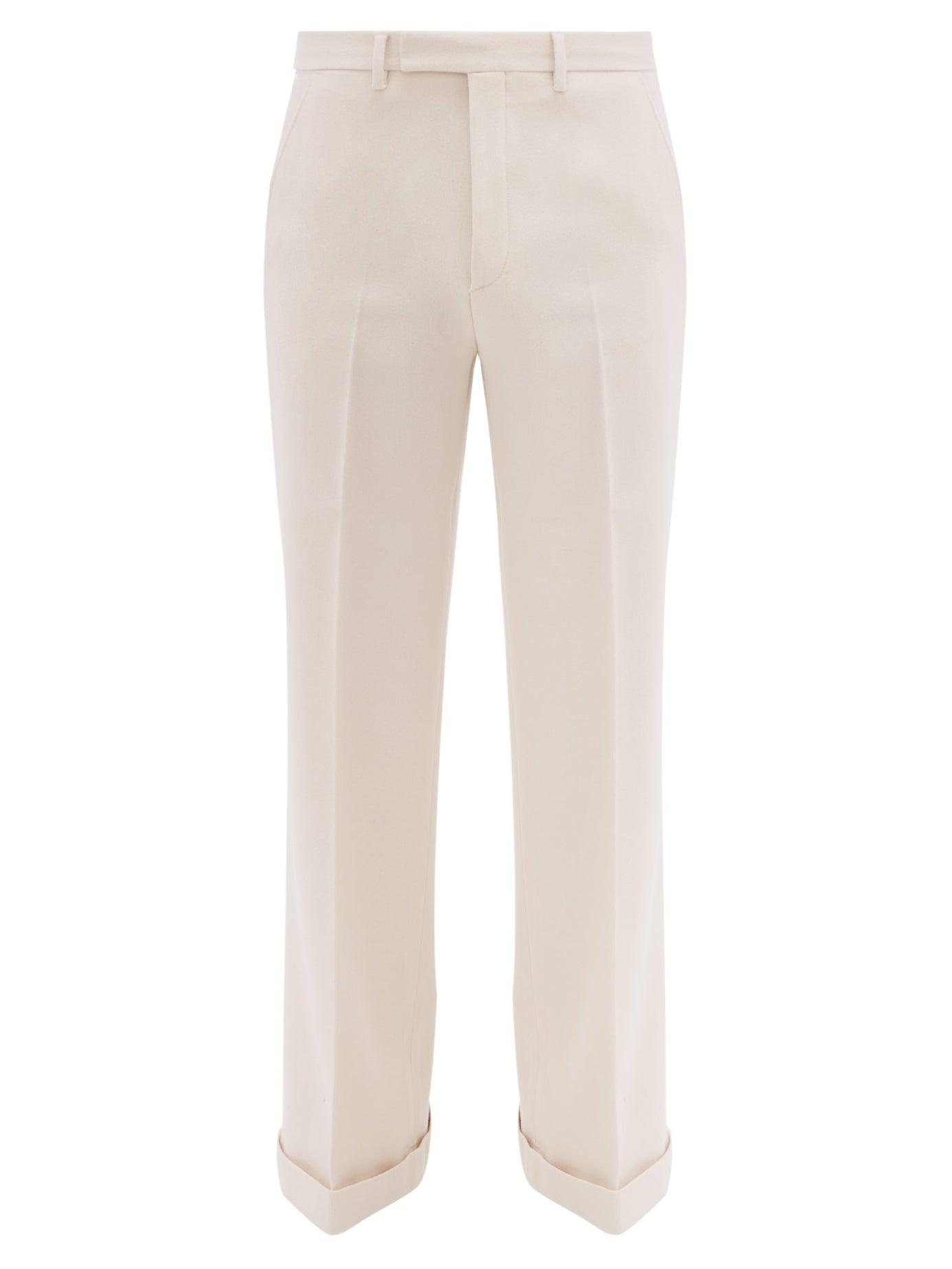 Gucci Flared Wool Felt Trousers in White for Men | Lyst
