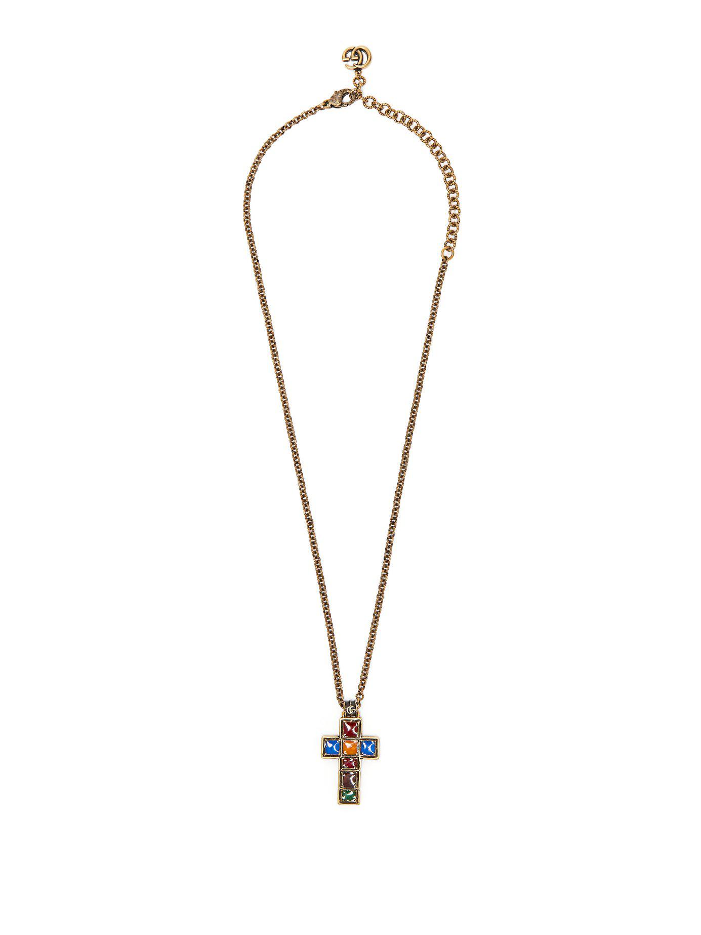 Gucci Cross Pendant Necklace in Metallic for Men Lyst