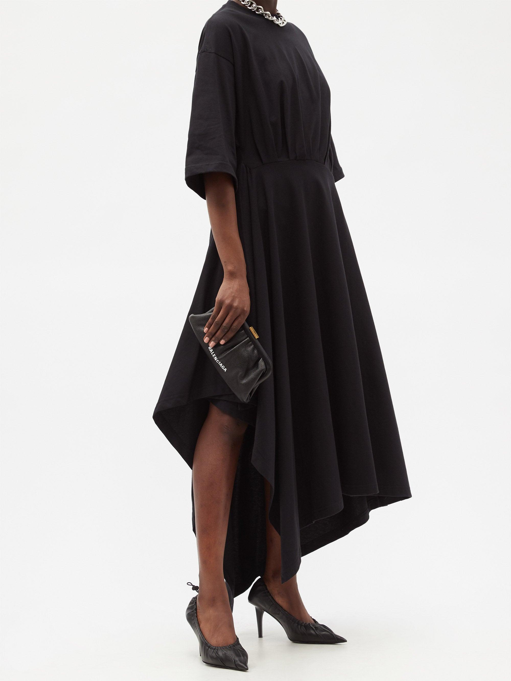 Balenciaga Asymmetric-hem Cotton-jersey T-shirt Dress in Black | Lyst UK
