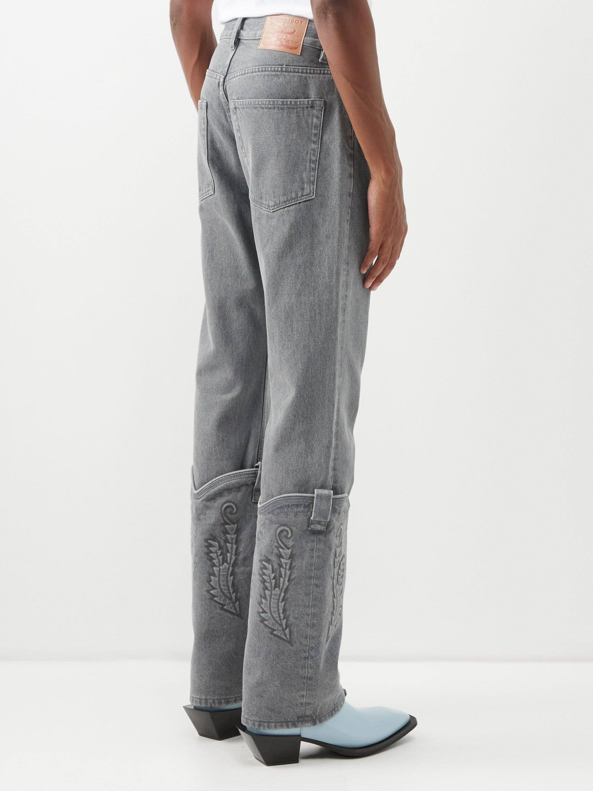 Y. Project Cowboy-cuff Straight-leg Organic Jeans in Gray for Men