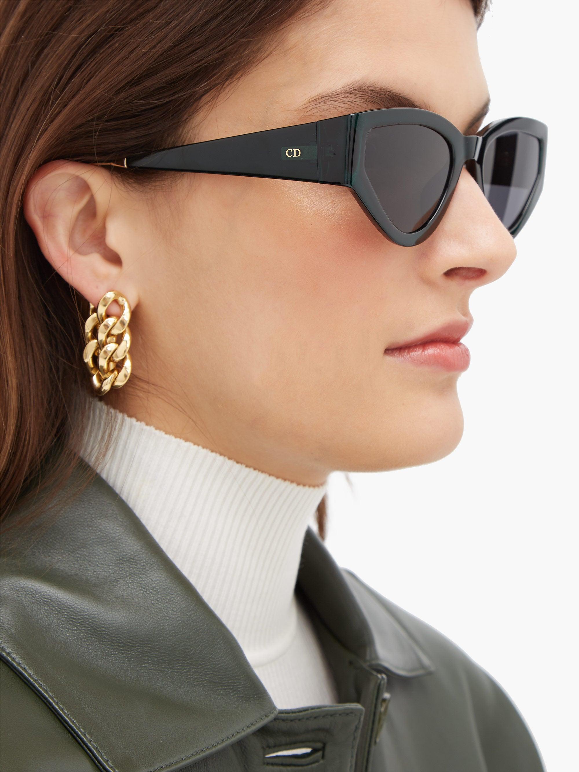 Dior Catstyledior1 Cat eye Acetate Sunglasses in Green Lyst