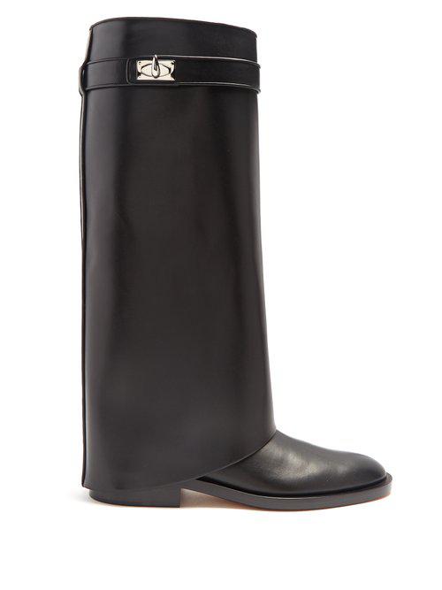 Shark lock deals boots in leather