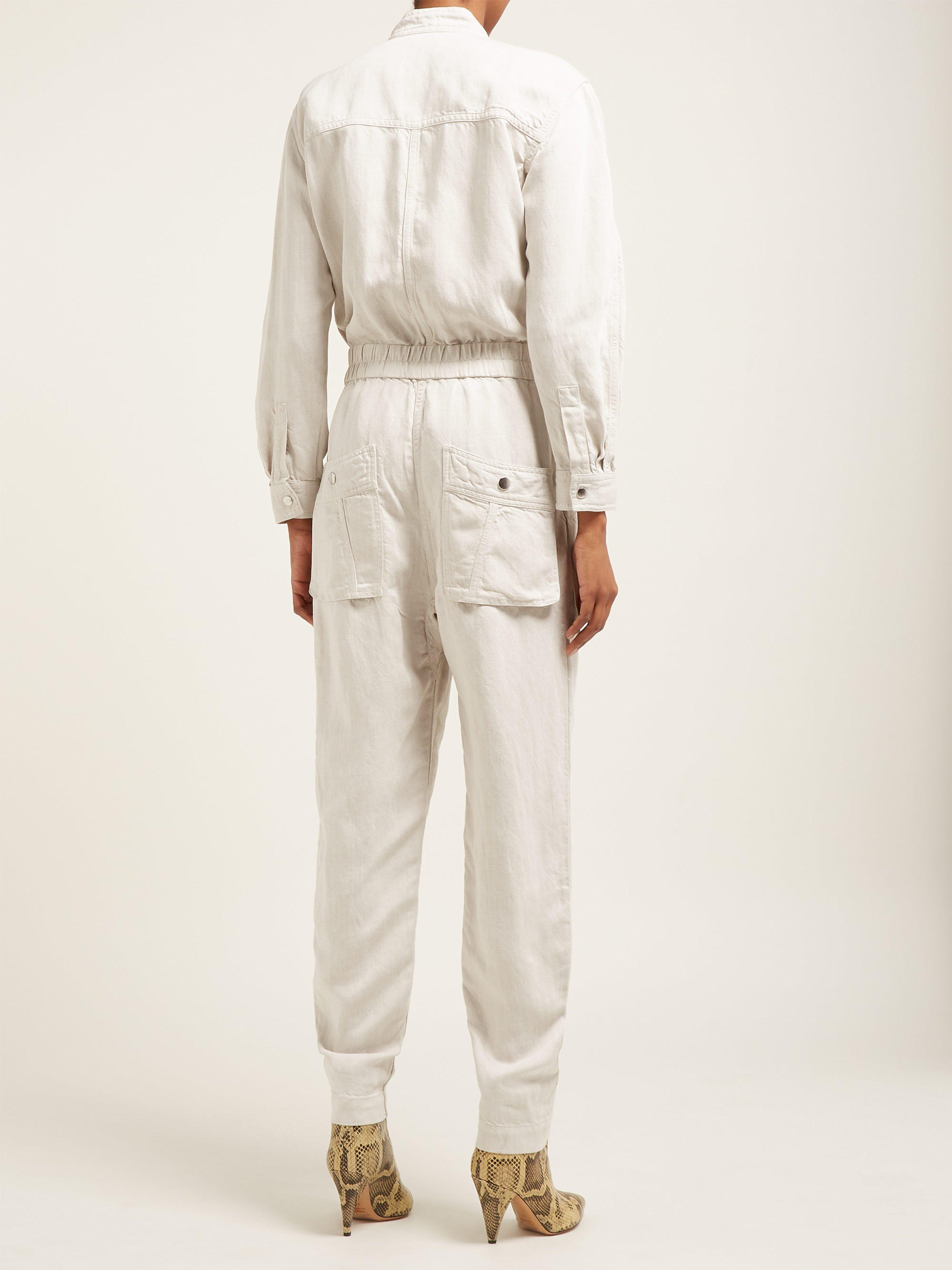 Étoile Isabel Marant Lashay Linen Blend Jumpsuit in White | Lyst Australia