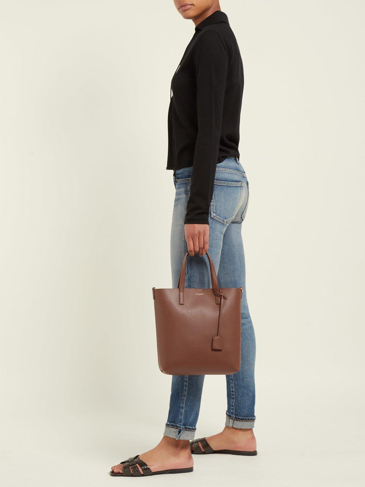 Saint Laurent Shopping Toy Leather Tote in Brown