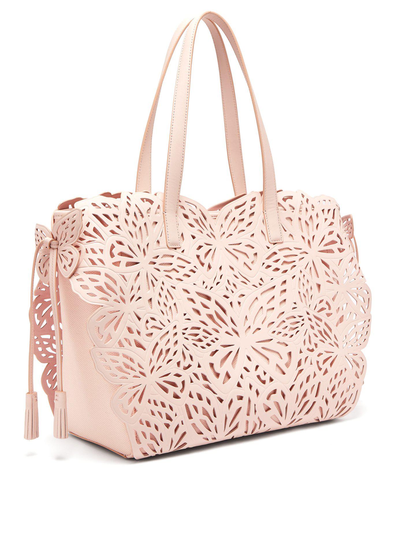 Sophia Webster Liara Butterfly Leather Tote in Light Pink (Pink 