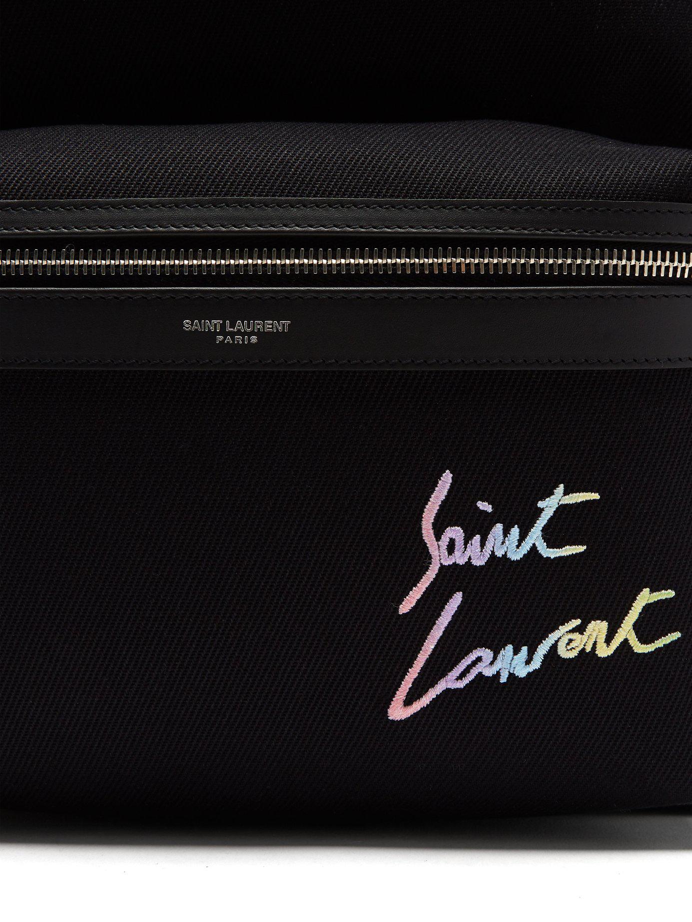 Saint Laurent Brand-embroidered Shell Backpack in Black for Men