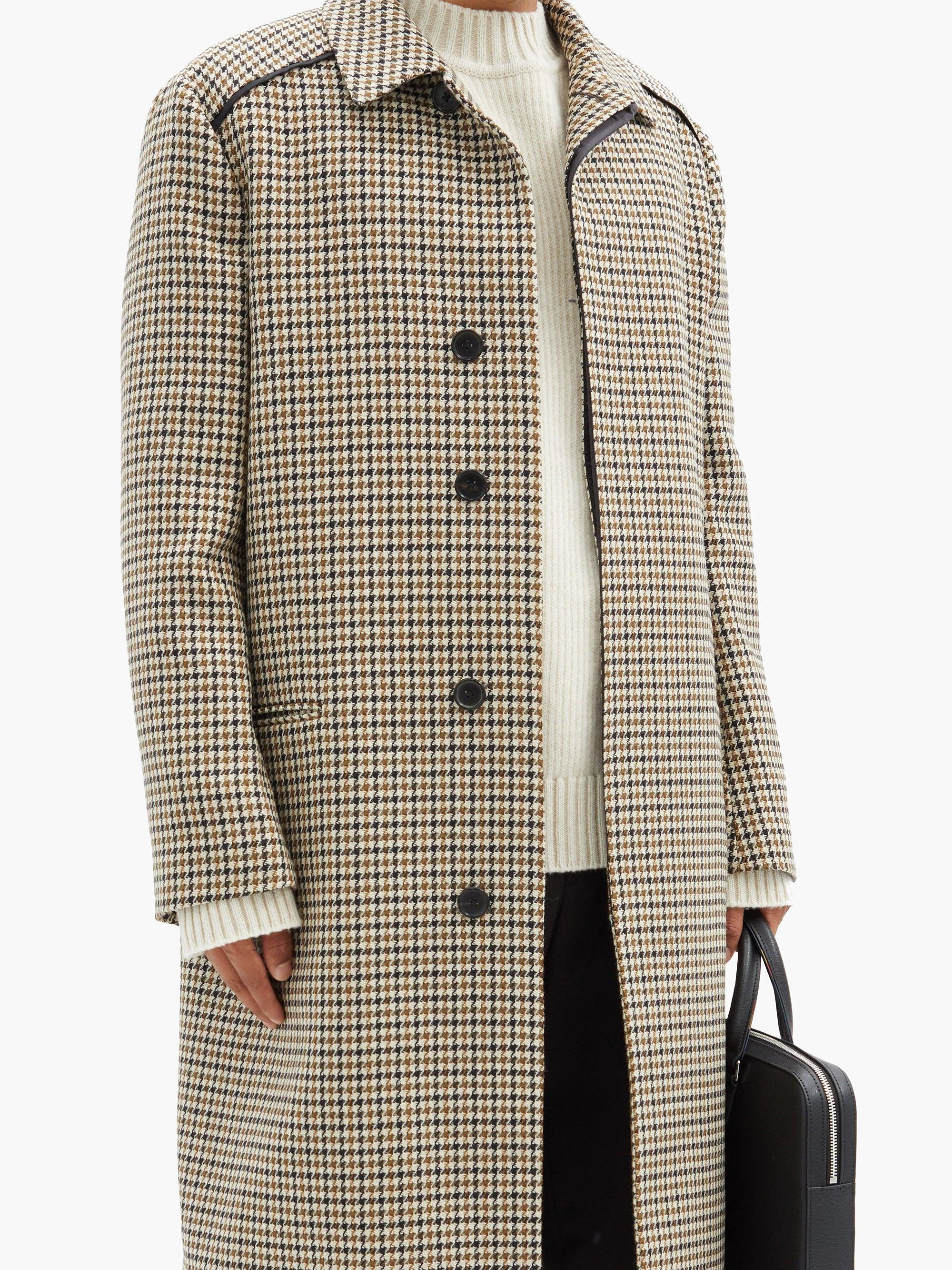 Paul Smith Singlebreasted Houndstoothcheck Wool Overcoat for Men Lyst