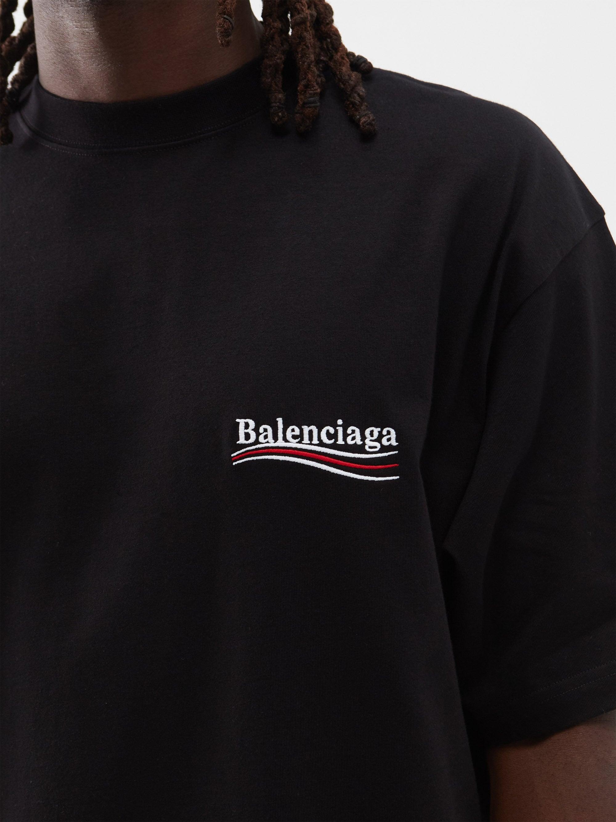 Balenciaga Logo-print Crew-neck Cotton-jersey T-shirt in Black for Men |  Lyst