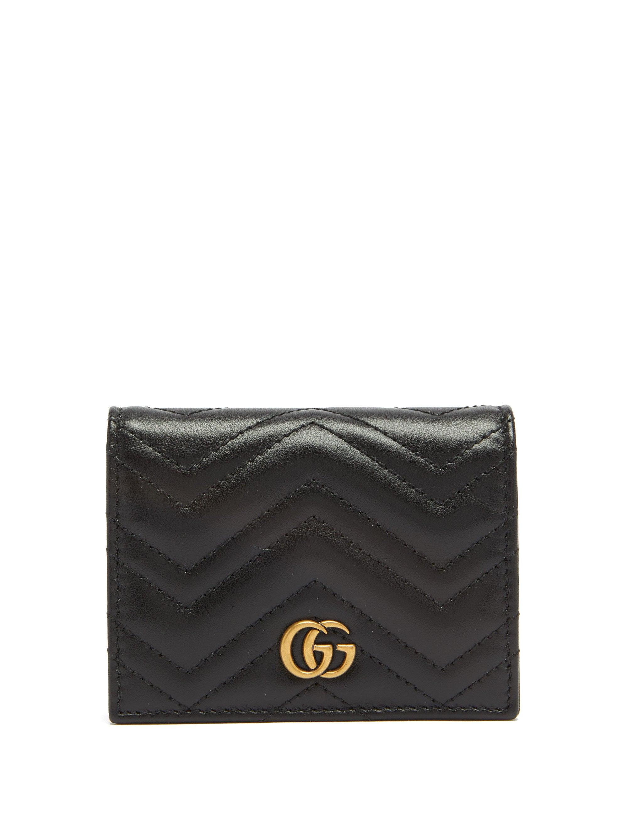 Den anden dag let mammal Gucci Leather Calfskin Matelasse GG Marmont Card Case Black - Save 57% -  Lyst