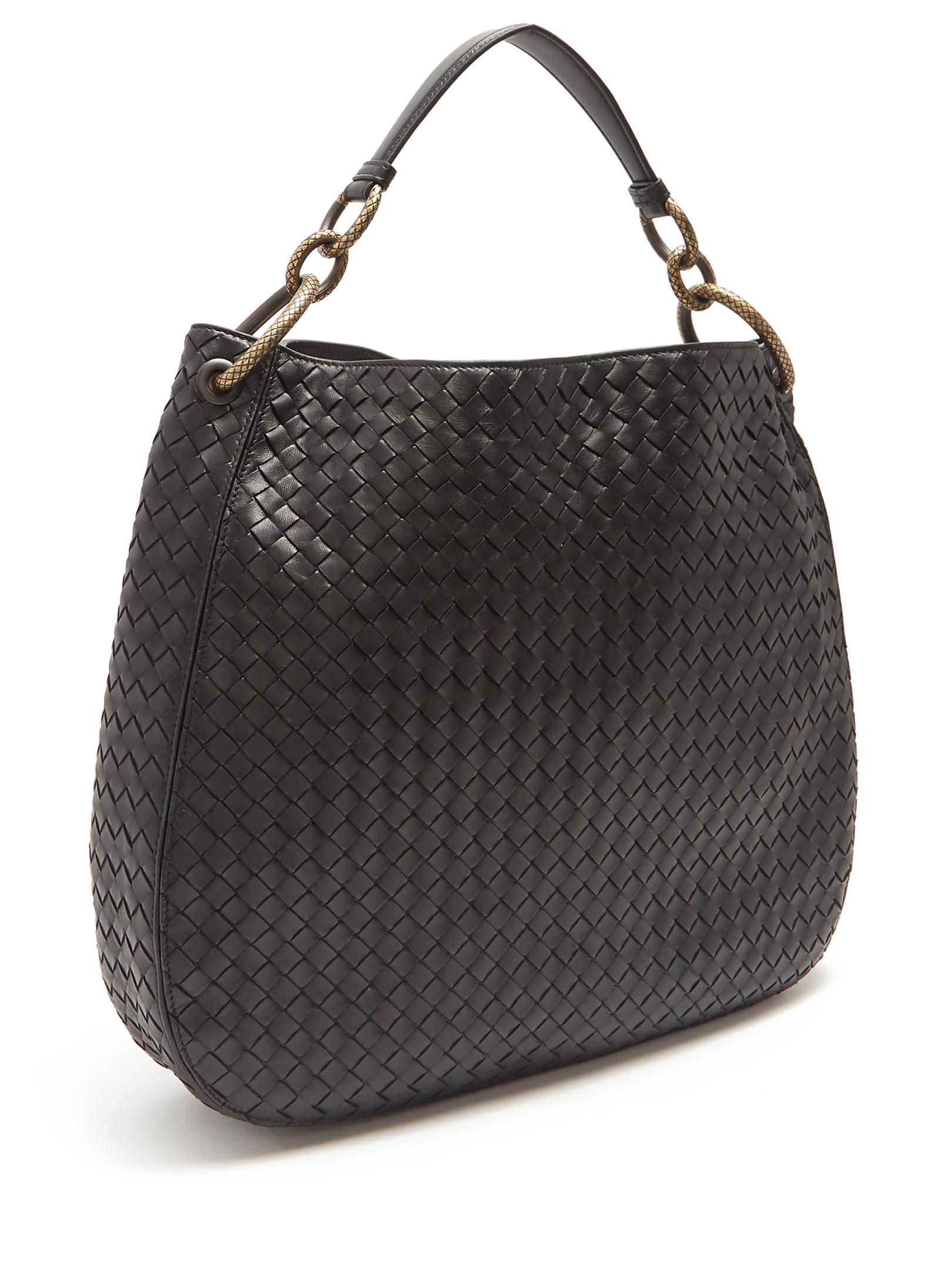 Bottega Veneta Loop Large Intrecciato Leather Shoulder Bag in Black - Lyst
