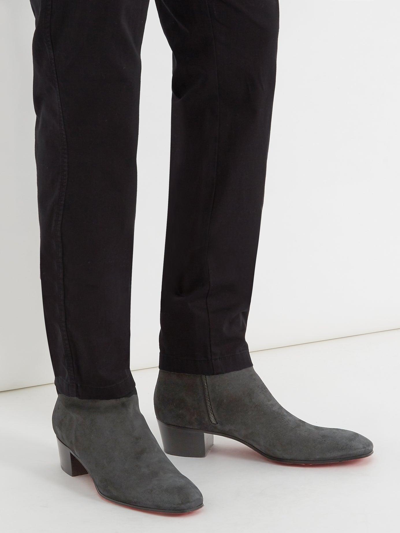 Christian Louboutin Huston Suede Boots in Black for Men | Lyst