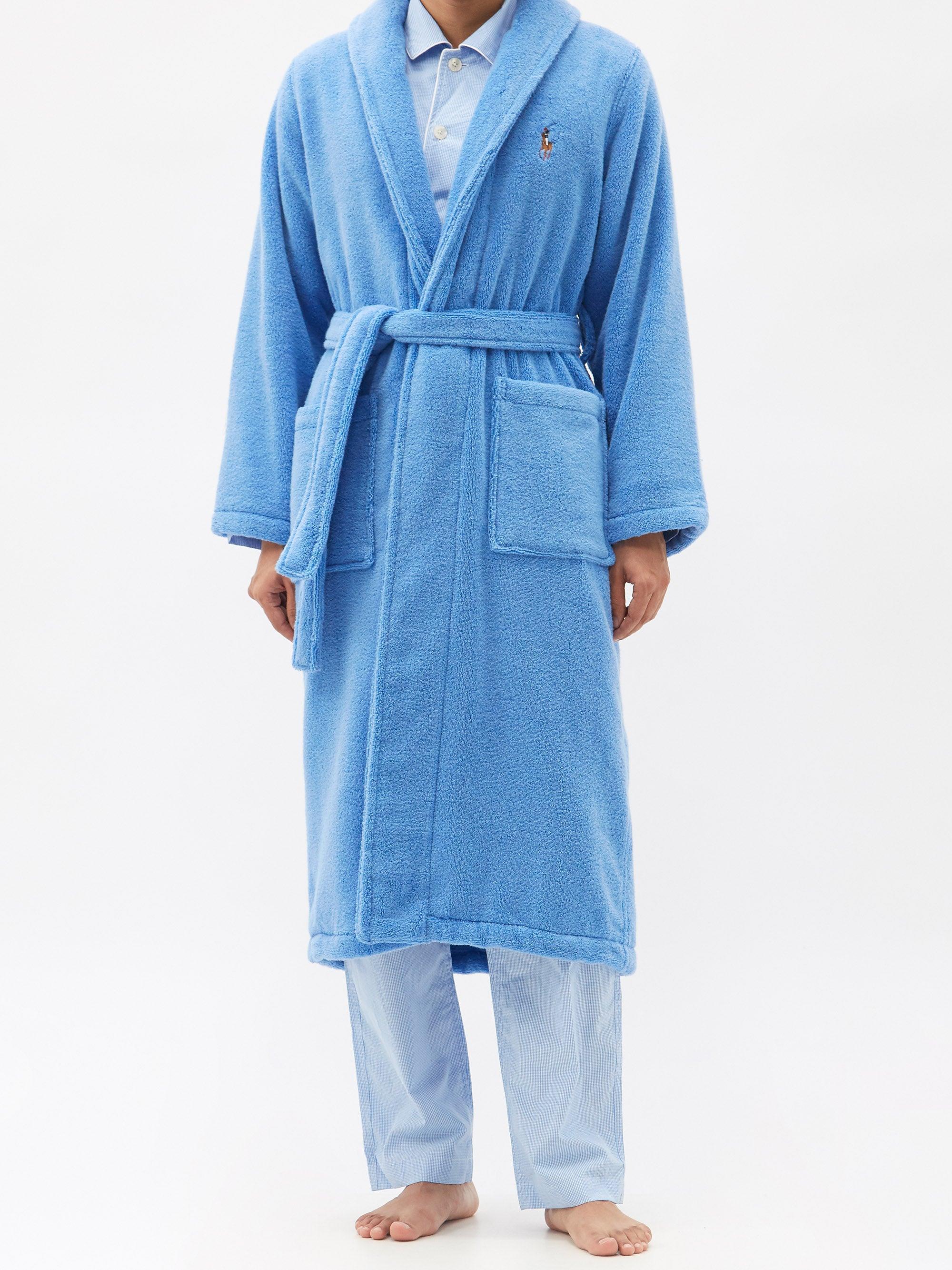 Polo Ralph Lauren Logoembroidered Cottonterry Bathrobe in Light Blue