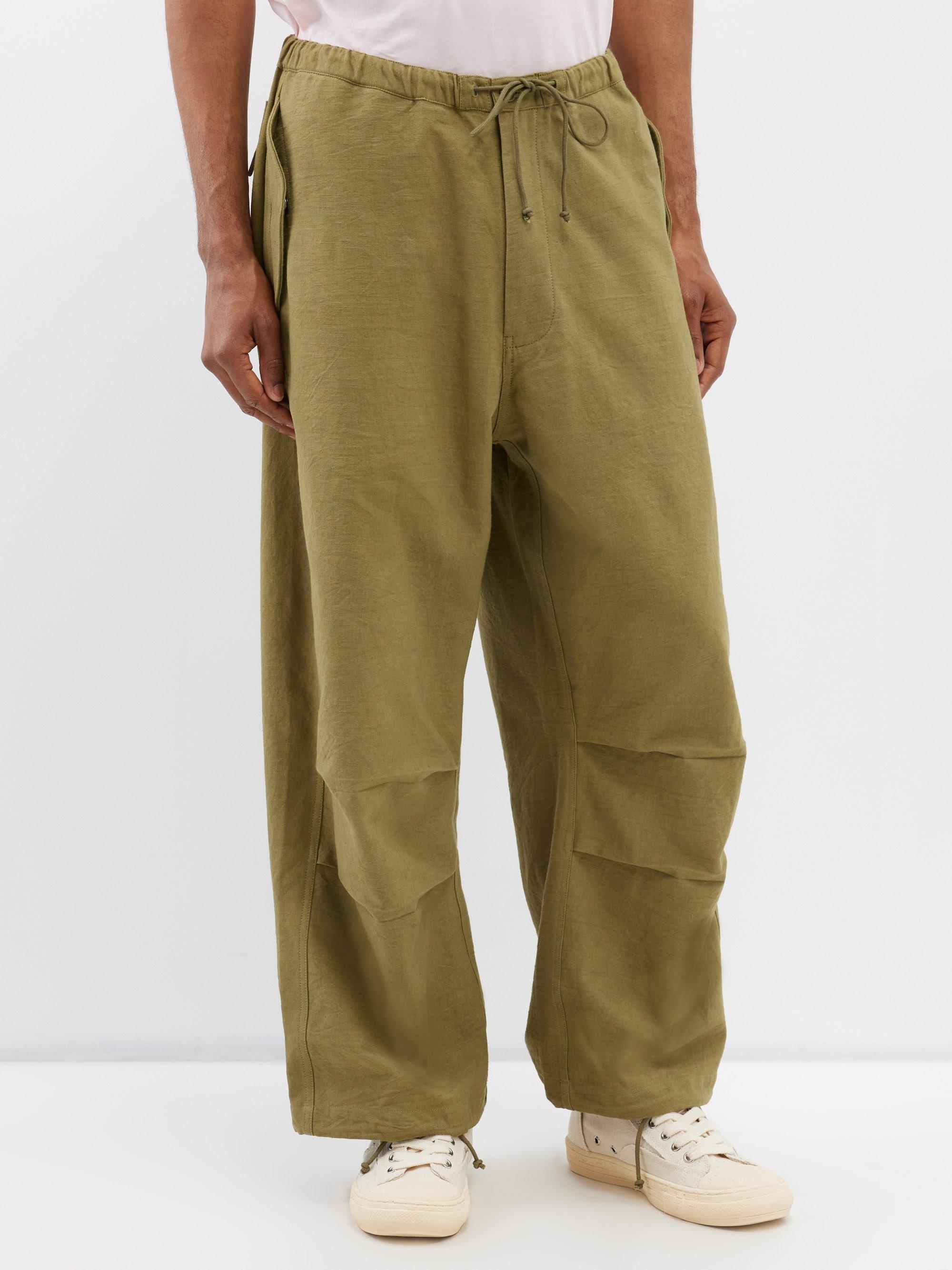 STORY mfg. Paco Organic-cotton Wide-leg Trousers in Green for Men