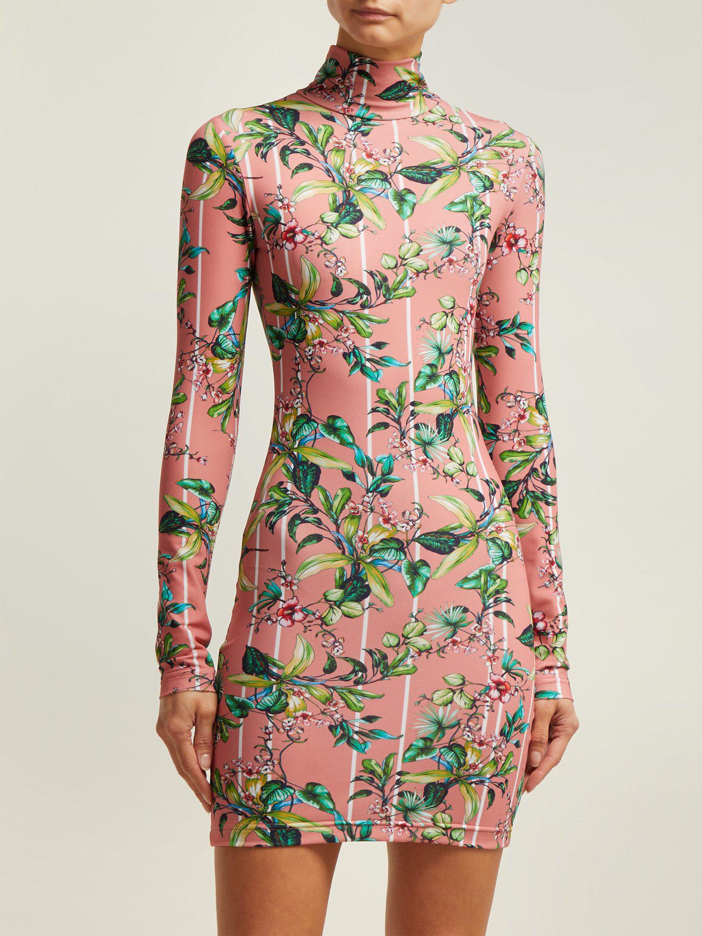Vetements Synthetic Floral-print Stretch-jersey Mini Dress in Pink ...