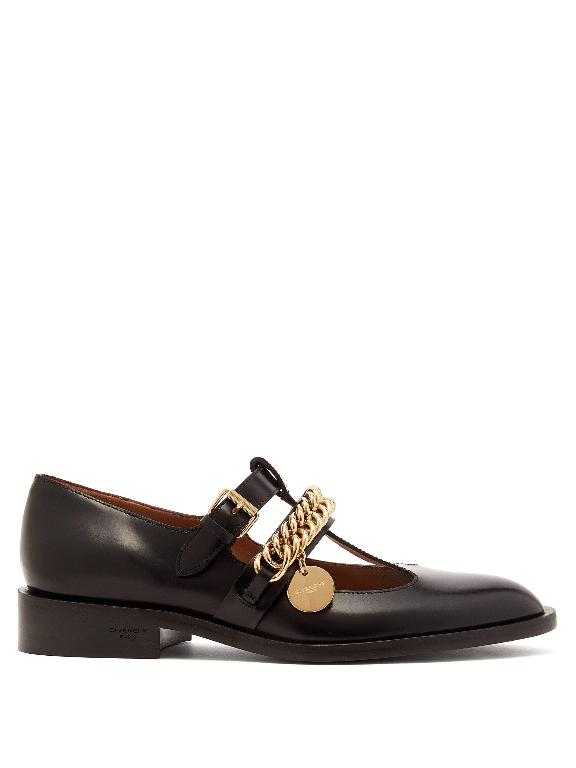 Givenchy Chain-embellished Leather Mary-jane Flats in Black | Lyst