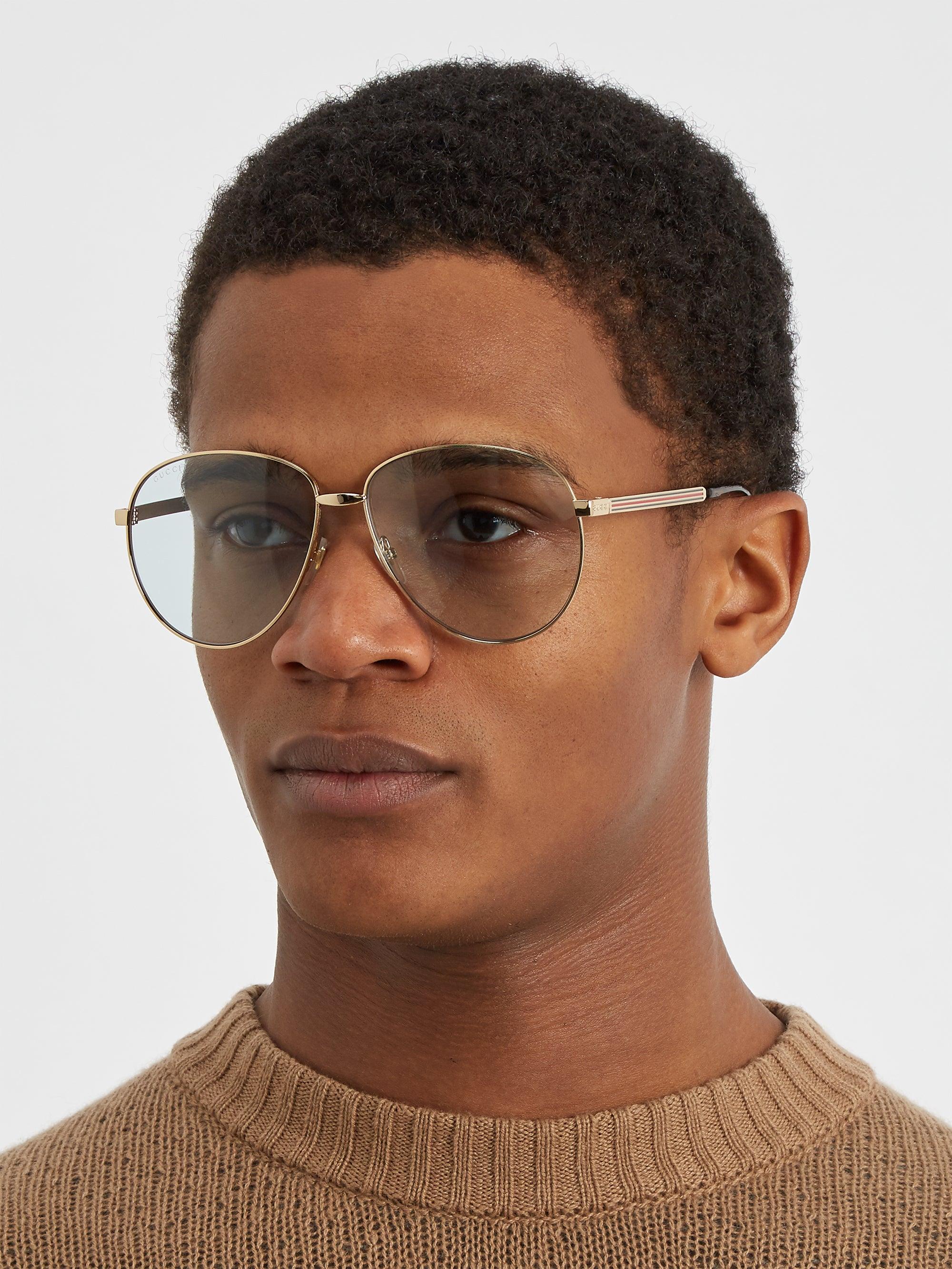 Gucci Velvet Aviator Metal Glasses With Web for Men - Lyst