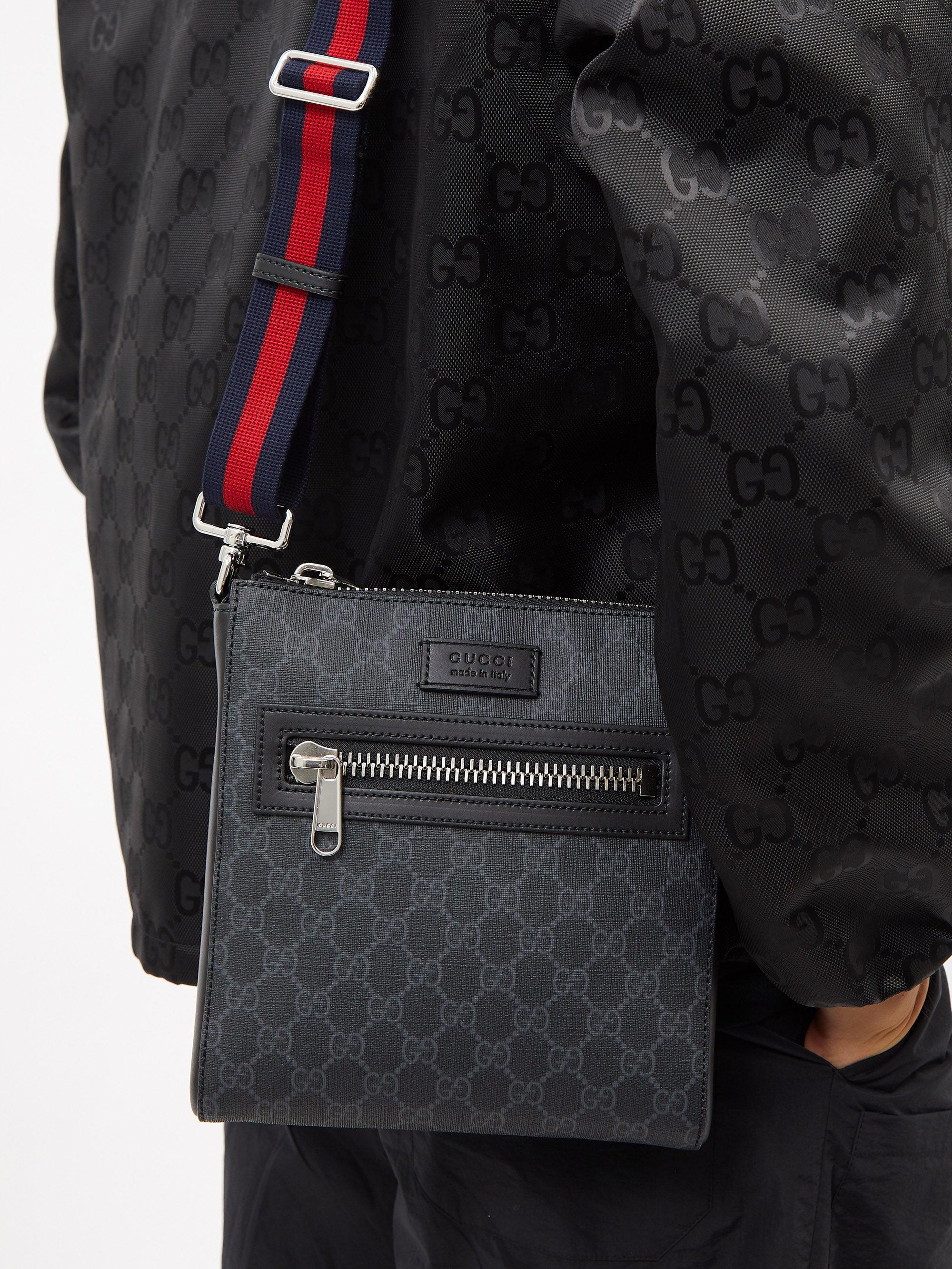 Gucci GG-jacquard Coated-canvas Cross-body Bag in Black for Men | Lyst