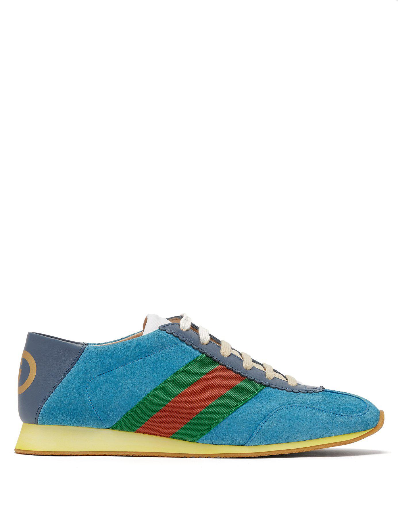 Traktor Mountaineer Rengør soveværelset Gucci Suede Sneaker With Web in Blue | Lyst
