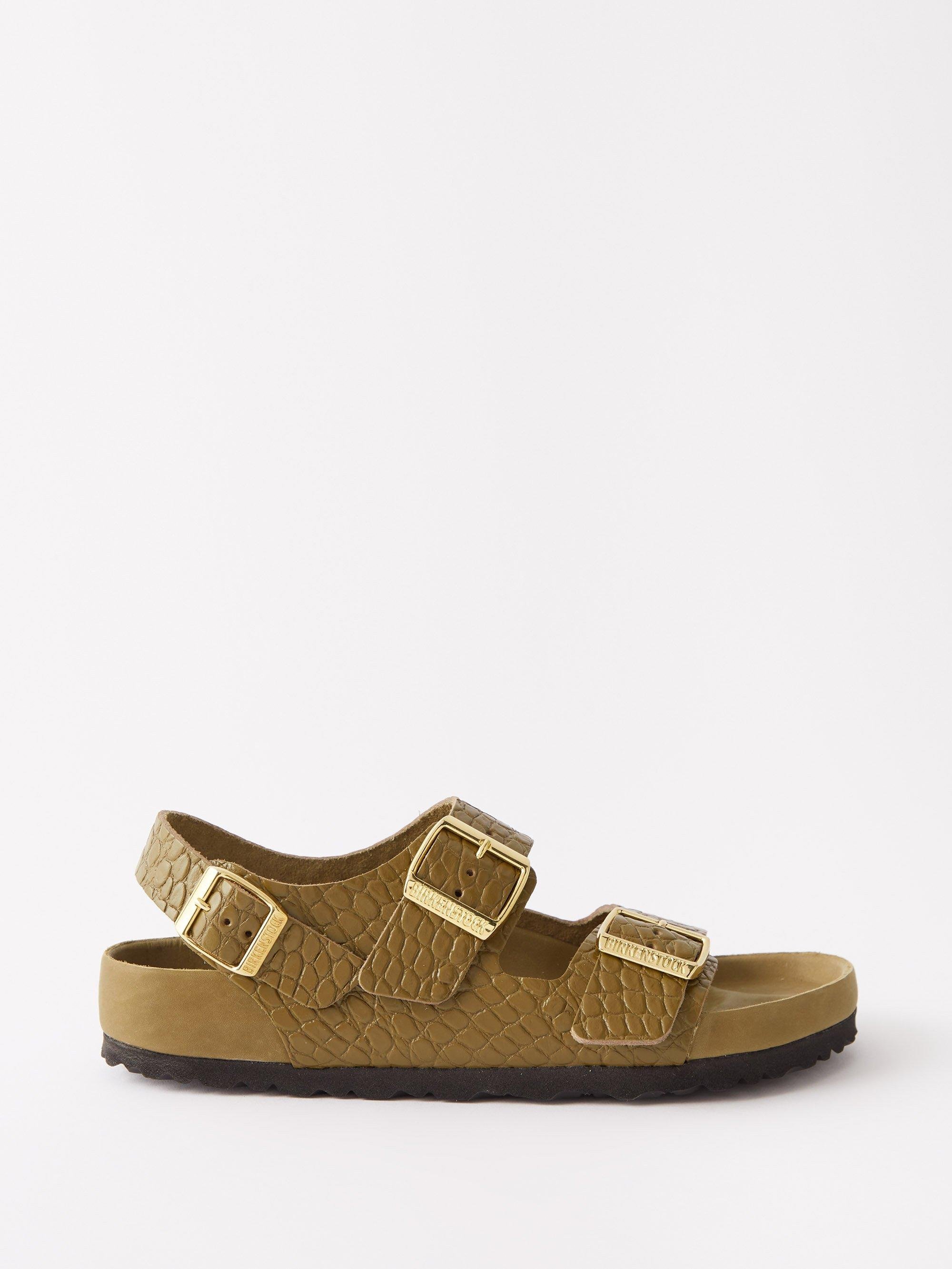 Birkenstock Milano Crocodile-effect Leather Sandals | Lyst
