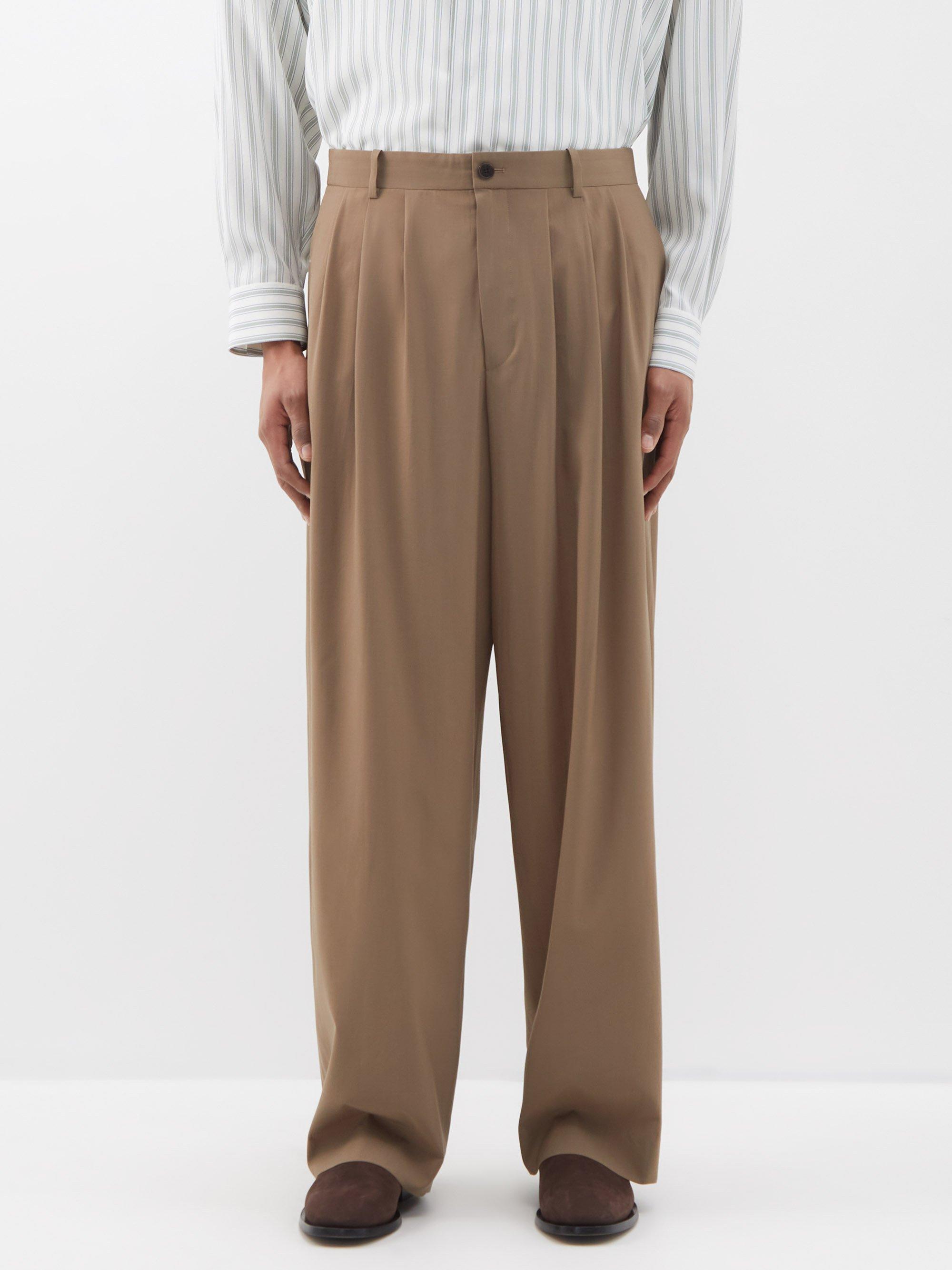 The Row Rufus Pleated Wool Trousers in Natural for Men | Lyst