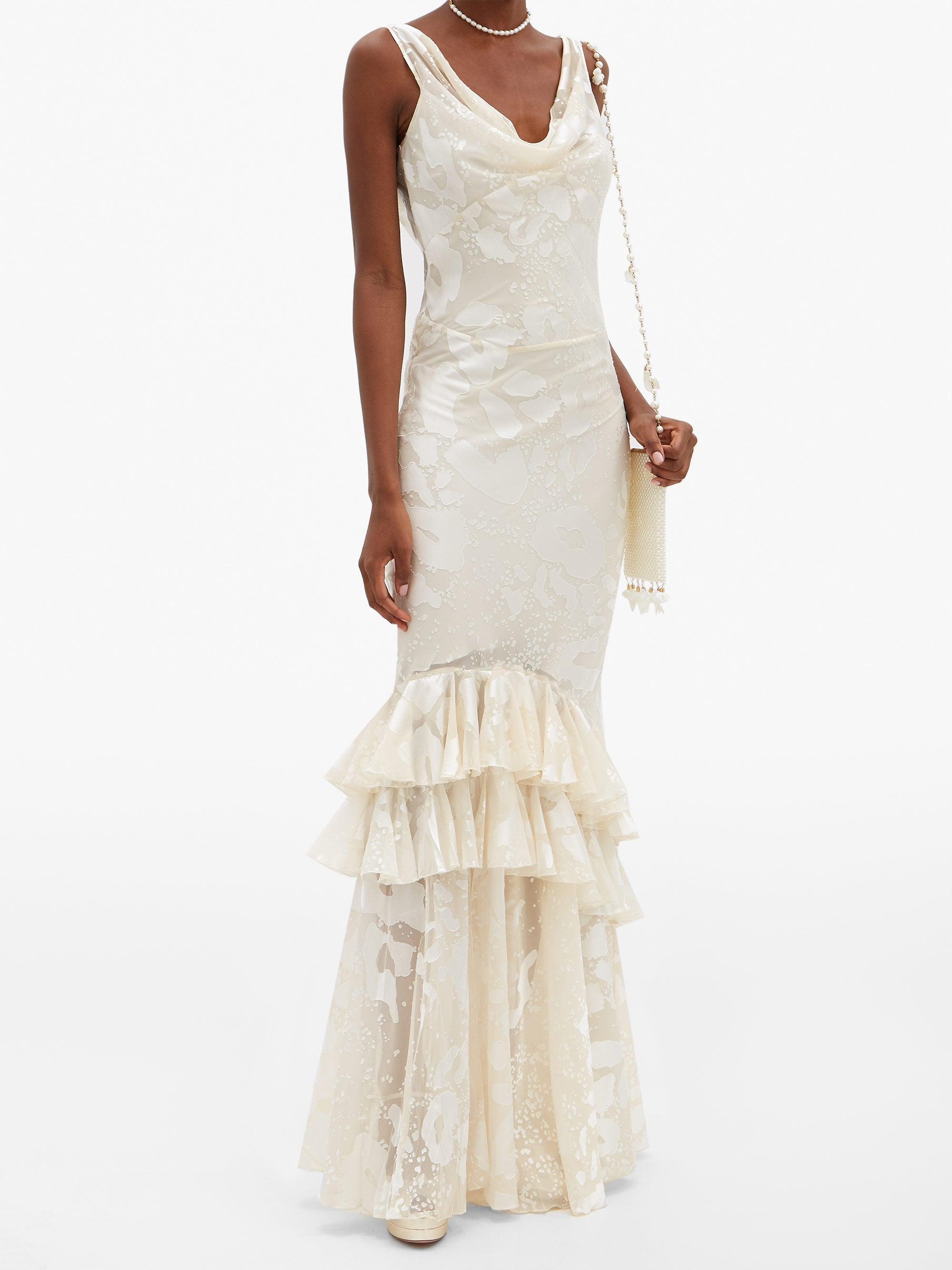 rat and boa ruffle dress