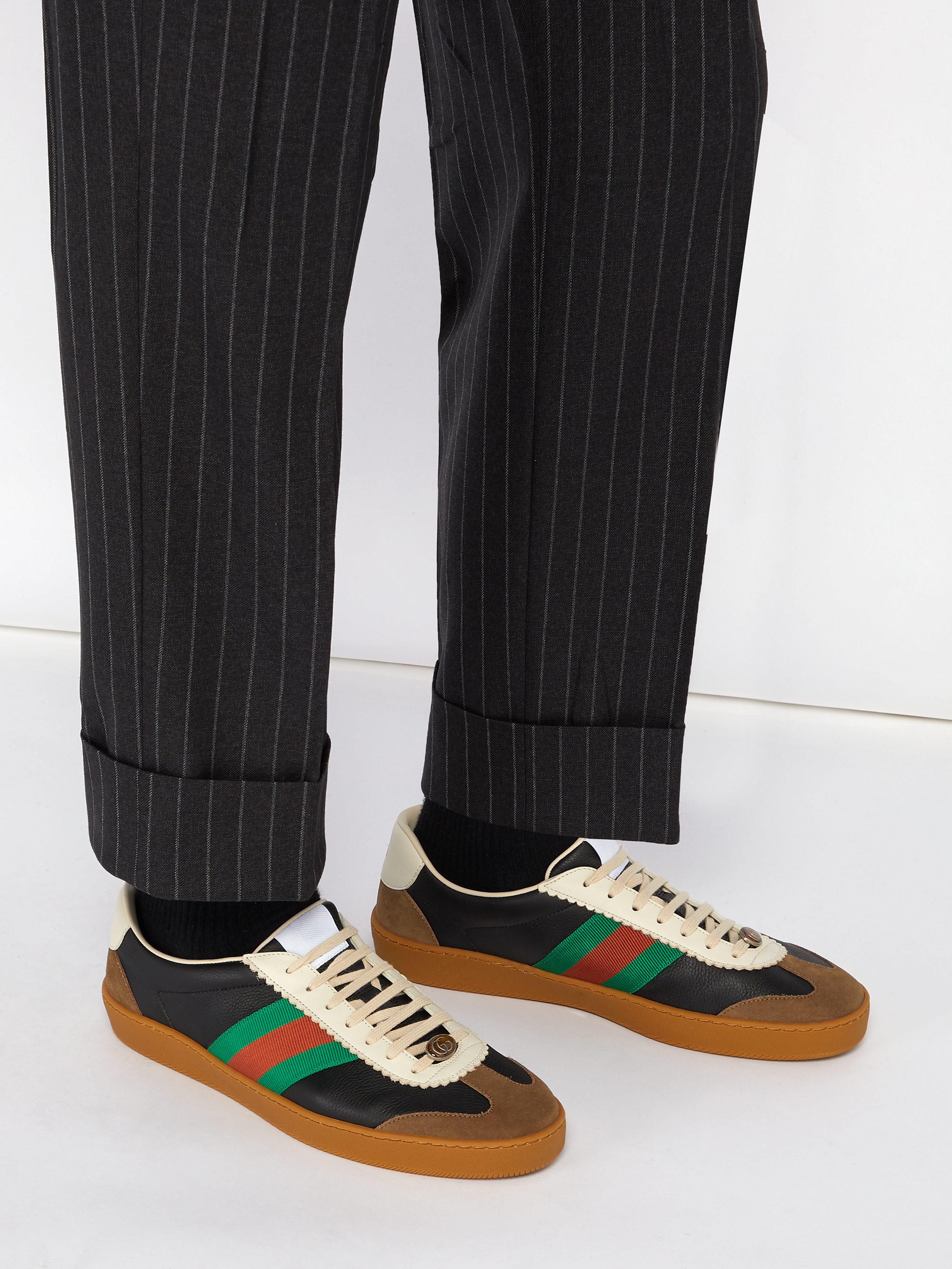 gucci leather and suede web sneaker