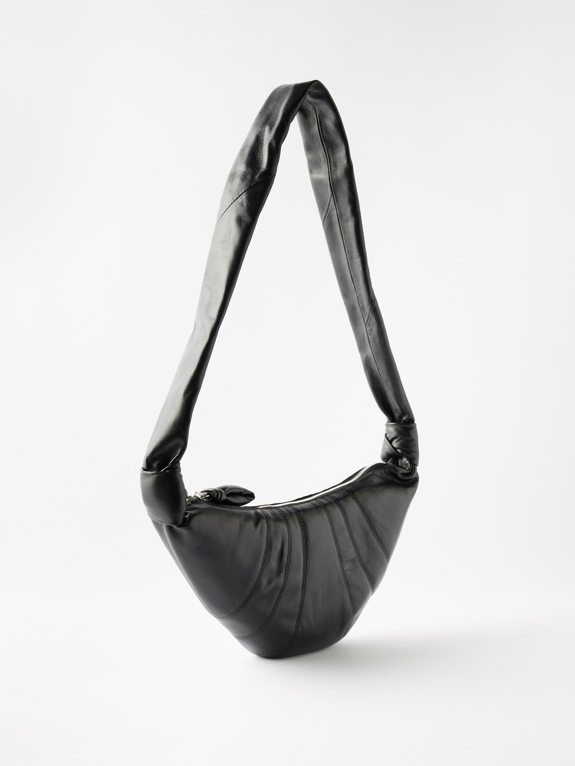 Croissant Small Leather Shoulder Bag in Black - Lemaire