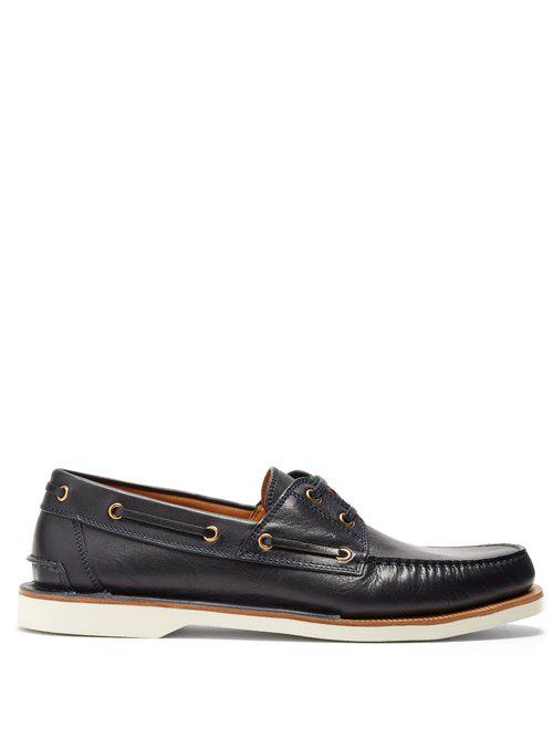 Gucci Delta Leather Deck Shoes in Blue for Men | Lyst