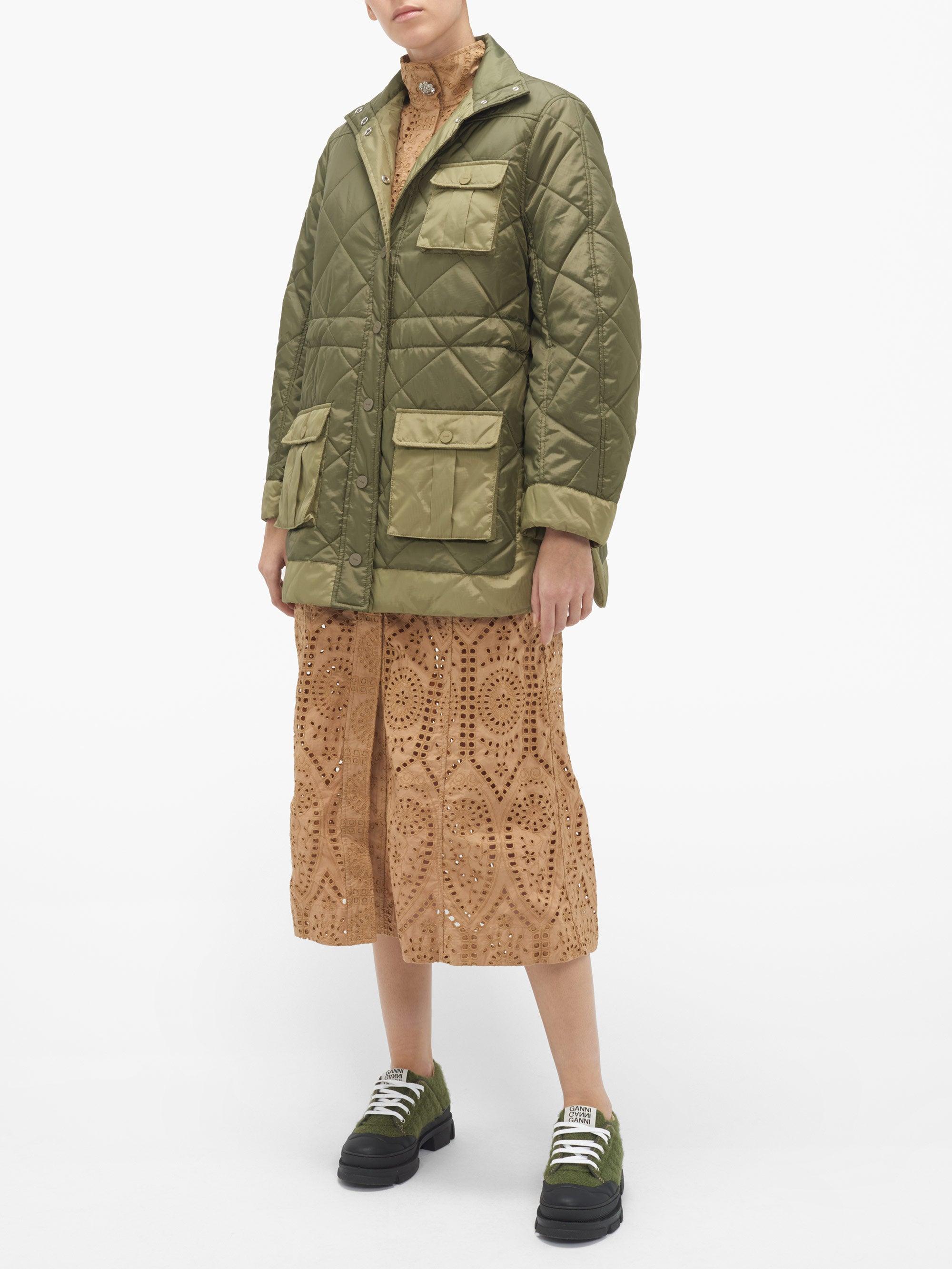 Ganni Quilted Recycled-ripstop Jacket in Khaki (Green) - Lyst