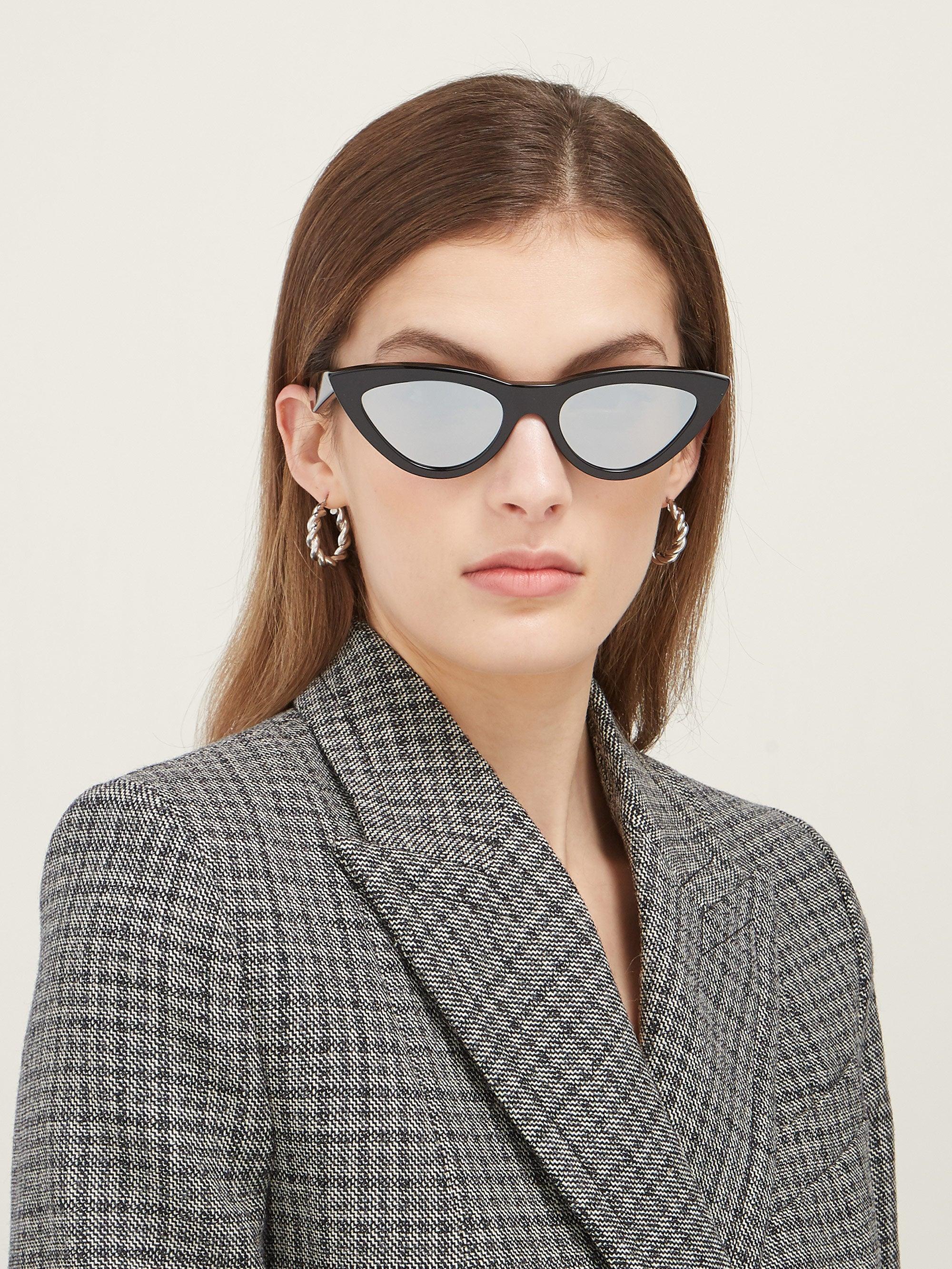 Celine Mirrored Cateye Acetate Sunglasses in Black Lyst