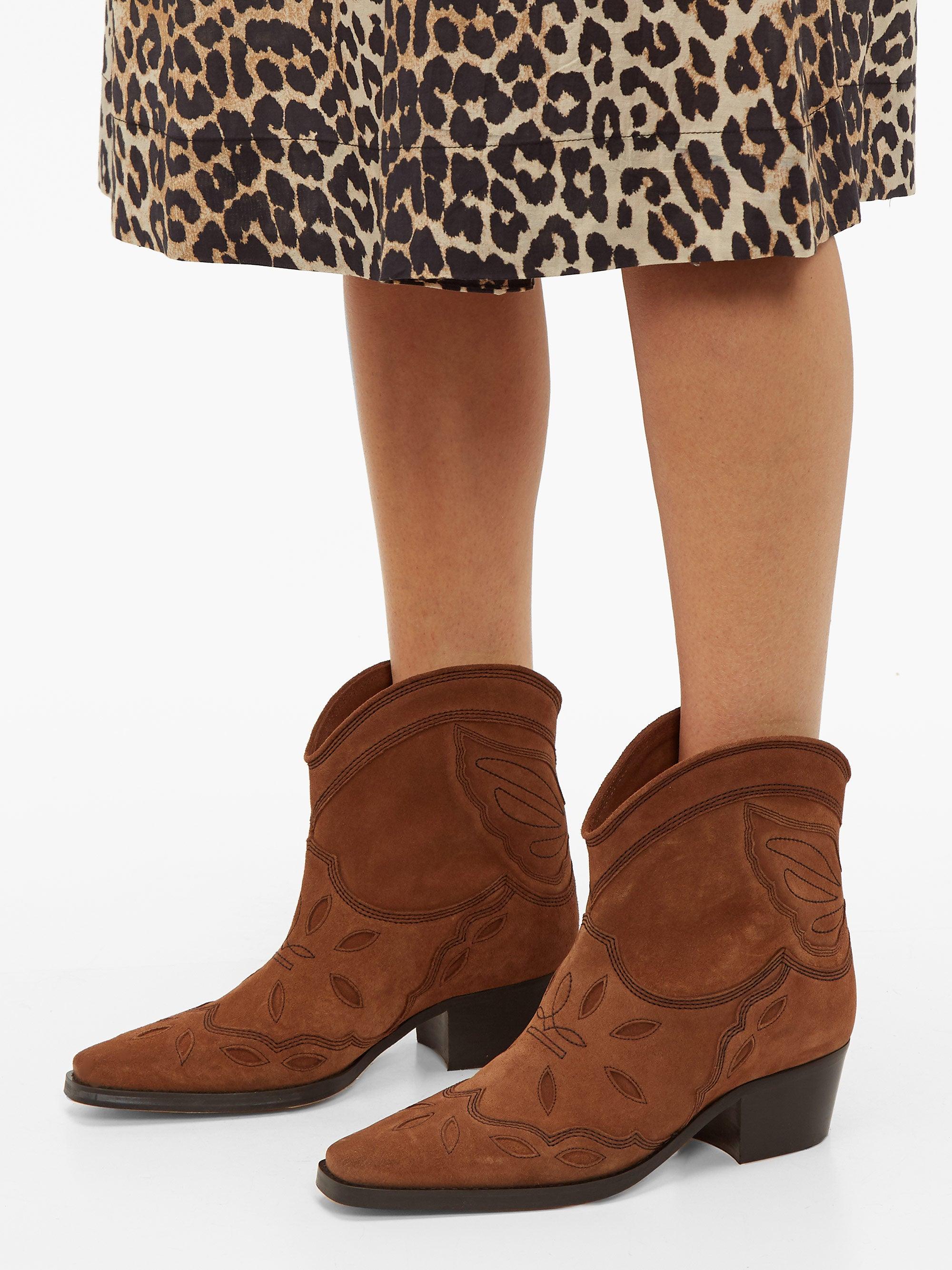 Ganni Low Texas Boots in Brown | Lyst